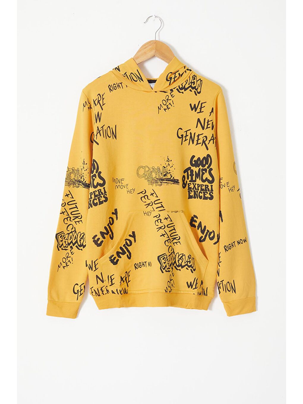 Sarı Erkek Çocuk Kapüşonlu Sweatshirt 14011