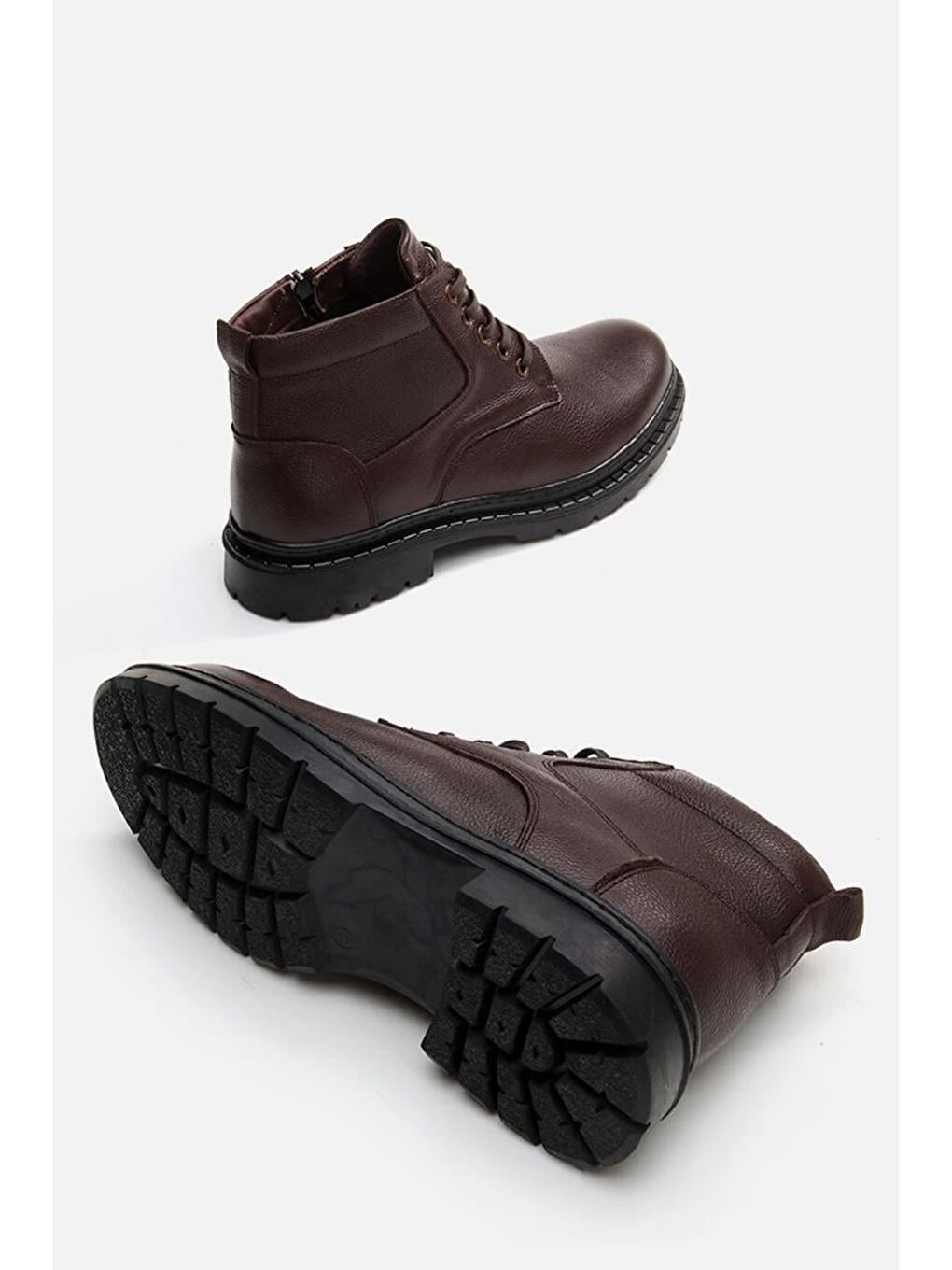 Kahverengi Hakiki Deri Kahve Erkek Günlük Bot-5