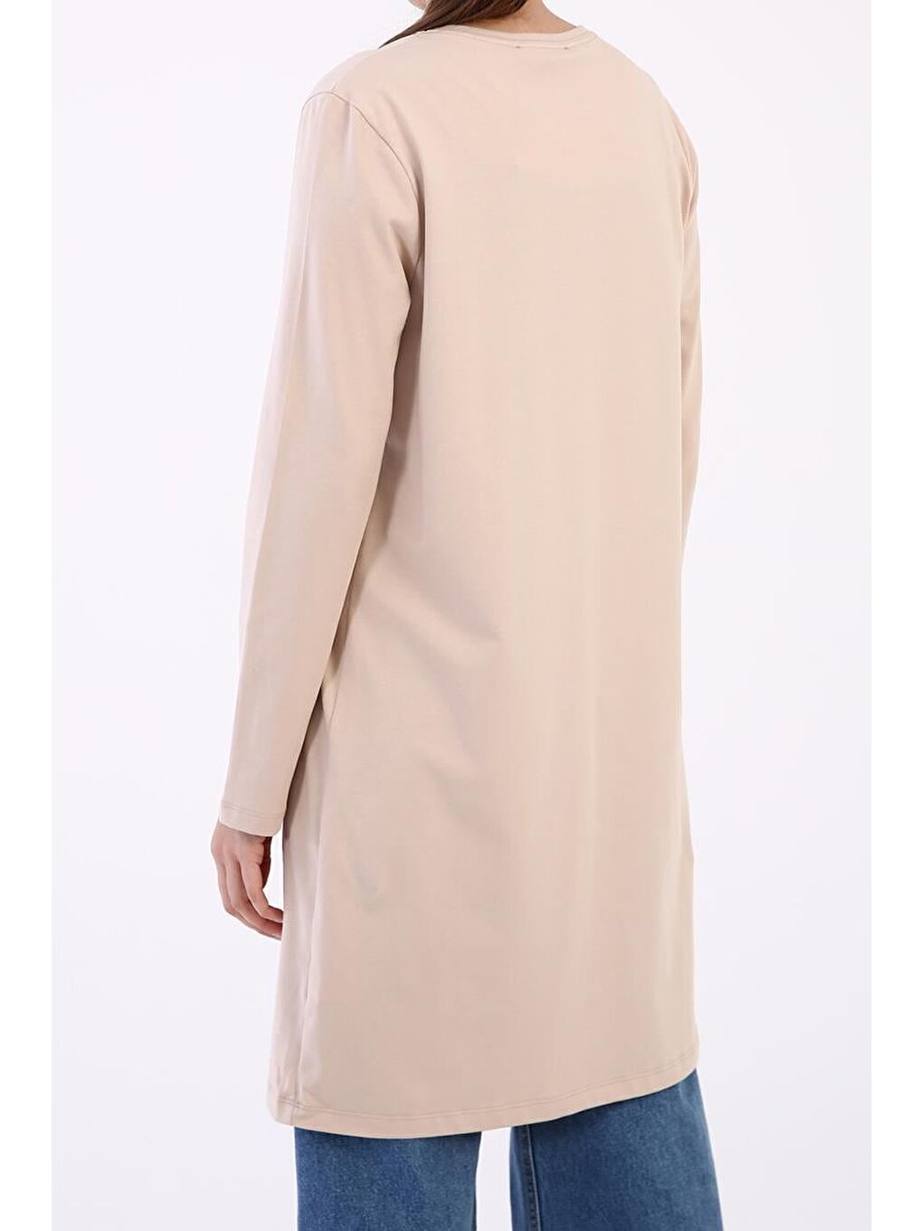 Bej Büyük Beden Süprem Basic Sweat Tunik-2