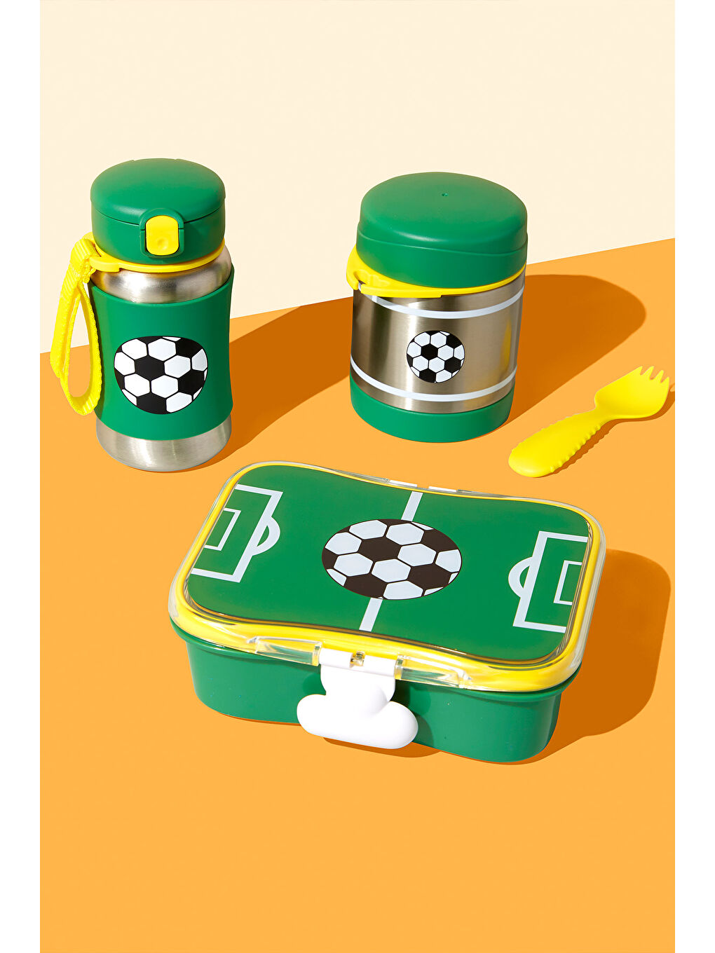 Paslanmaz Çelik Mama Saklama Termosu Seti - Futbol-2