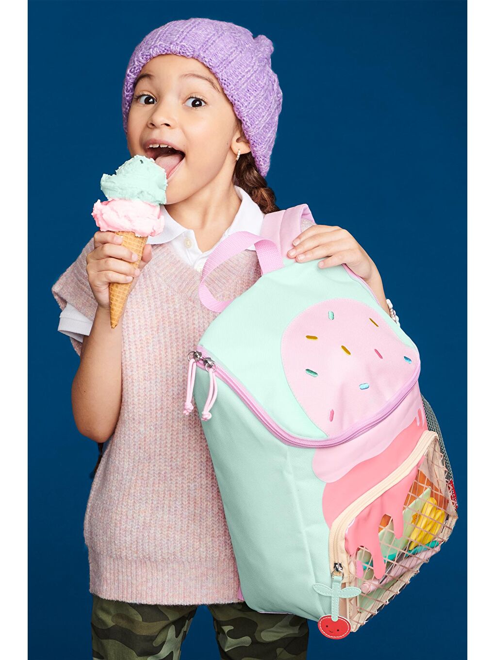Karışık Çocuk Büyük Boy Sırt Çantası Dondurma-5
