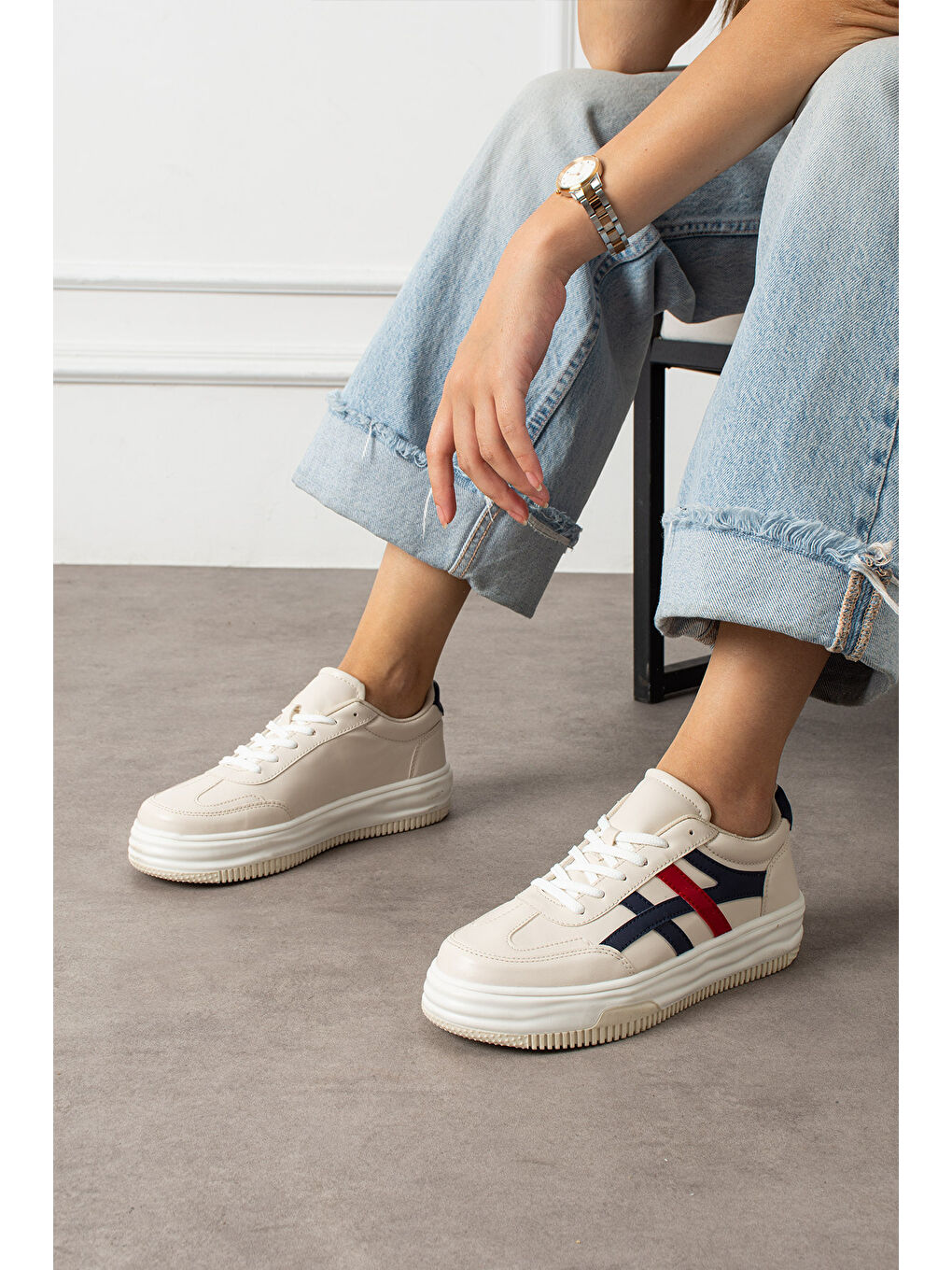 Bej Kadın Günlük Sneaker Spor Ayakkabı