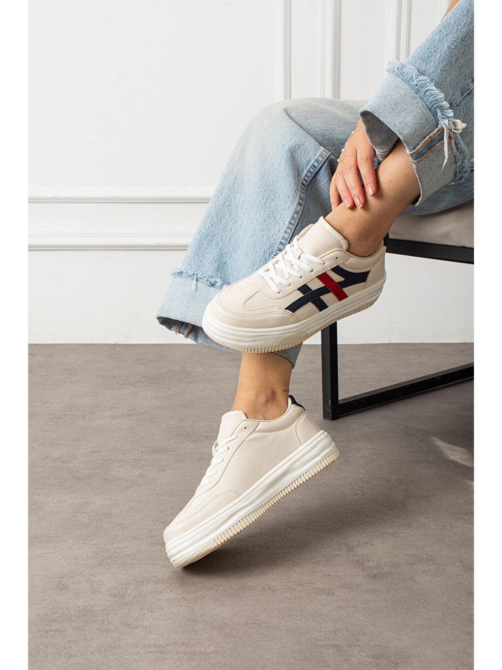 Bej Kadın Günlük Sneaker Spor Ayakkabı-1