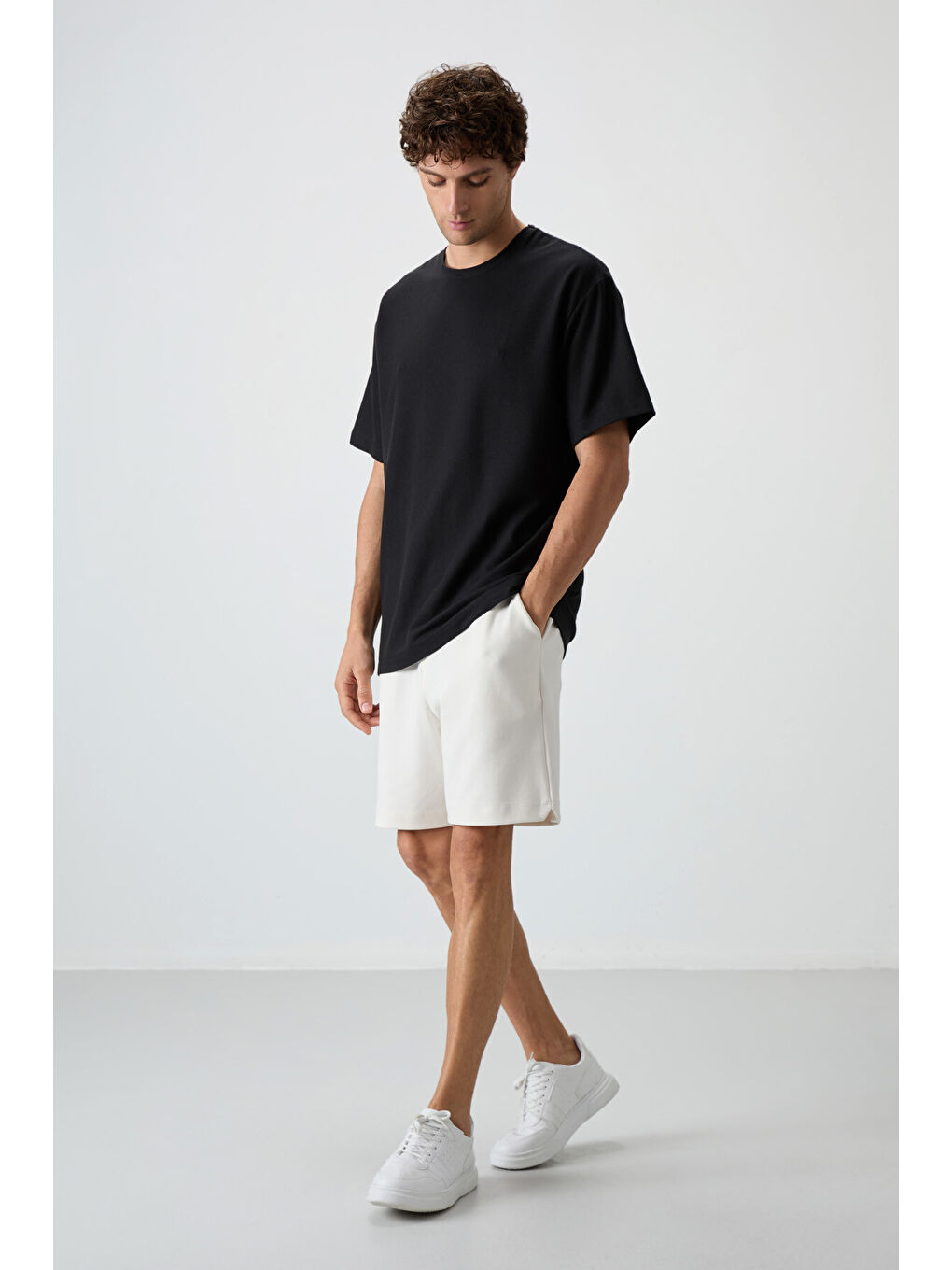 Siyah Waffle İnterlok Yüzeyi Dokulu  Fit Basic Erkek Tişört - 88379-1