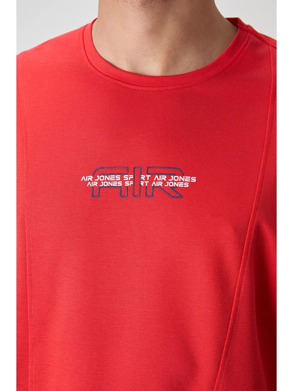 Kırmızı Pamuklu Kalın Yüzeyi Dokulu  Fit  Baskılı Erkek Tişört - 88372-2