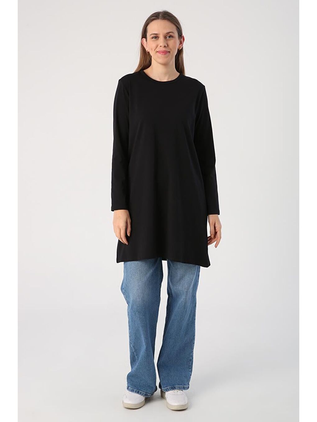 Siyah Basic Pamuklu Süprem Sweat Tunik-1