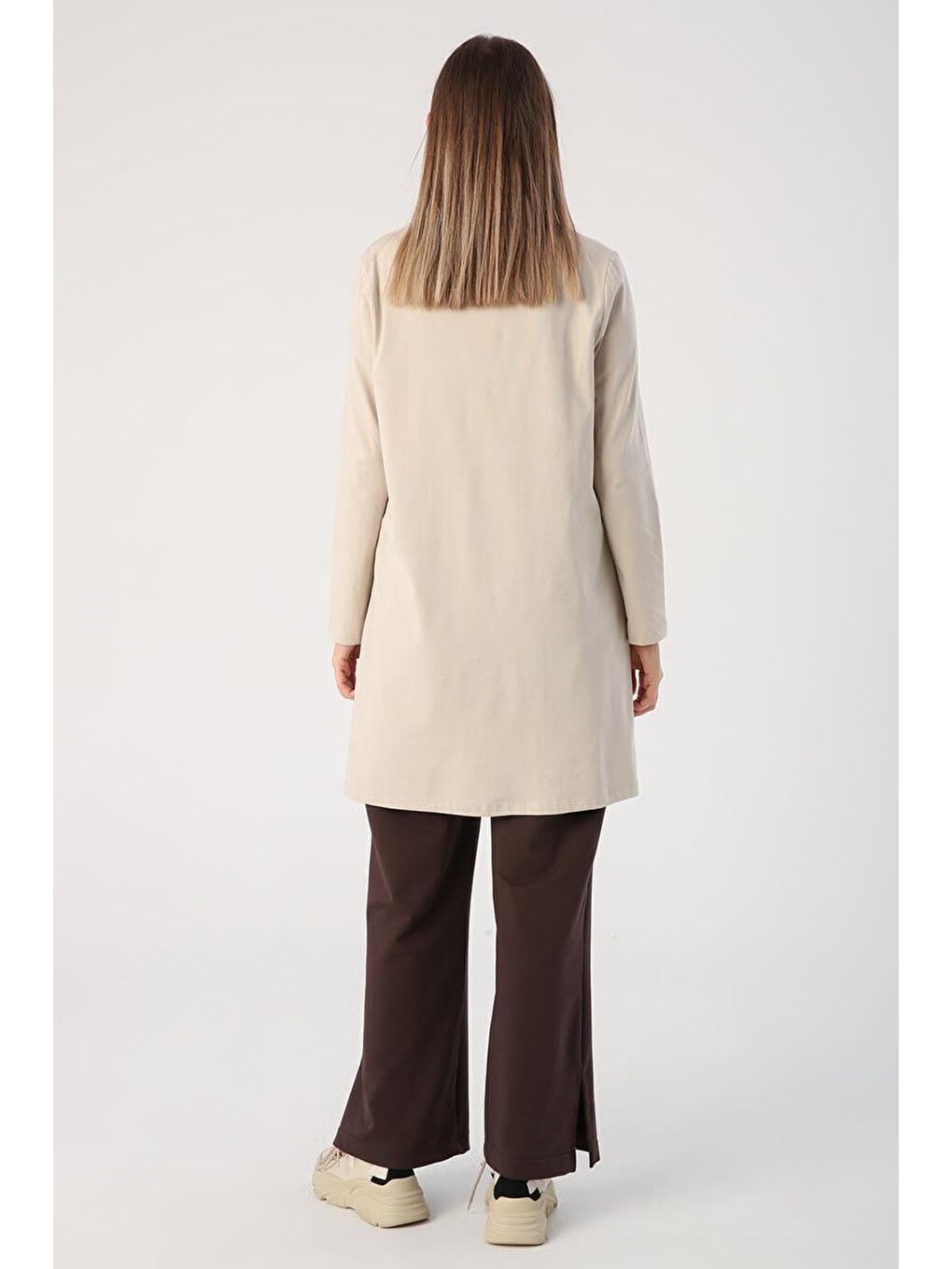 Bej Taş Basic Pamuklu Süprem Sweat Tunik-3