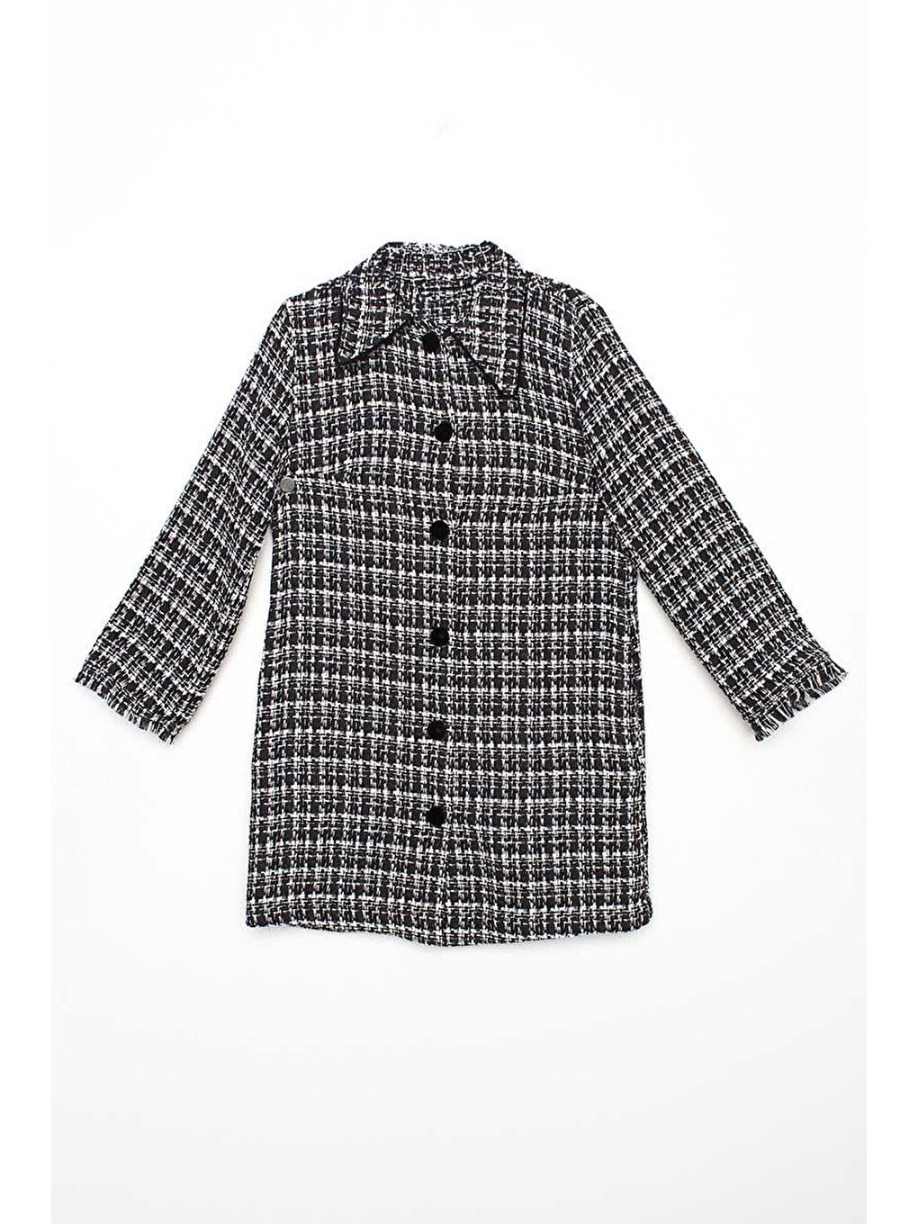 Siyah Kadife Düğmeli Gömlek Yaka Tüvit Ceket-6