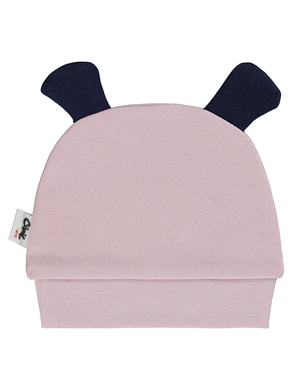 Baby İnterlok Köpek Kafa Nakışlı 0 Ay Unisex Kulaklı Bere - Pembe-1