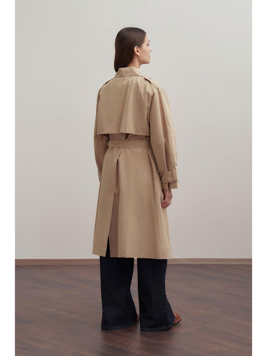 Bej-Kemerli Cepli Rüzgarlıklı Trençkot-2