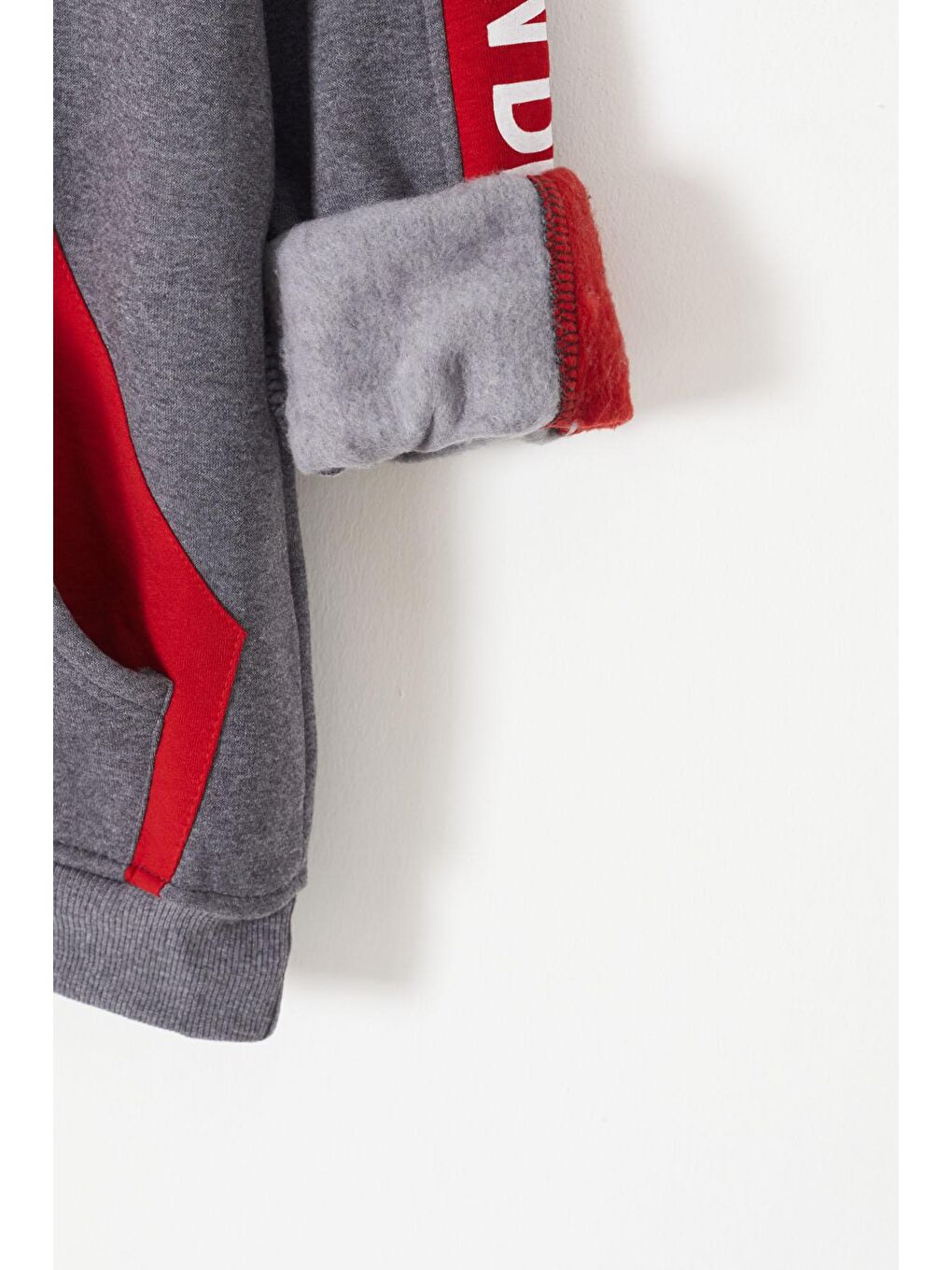 Gri Erkek Çocuk Direct Yazı Baskılı Kanguru Cep Sweatshirt 14130-1