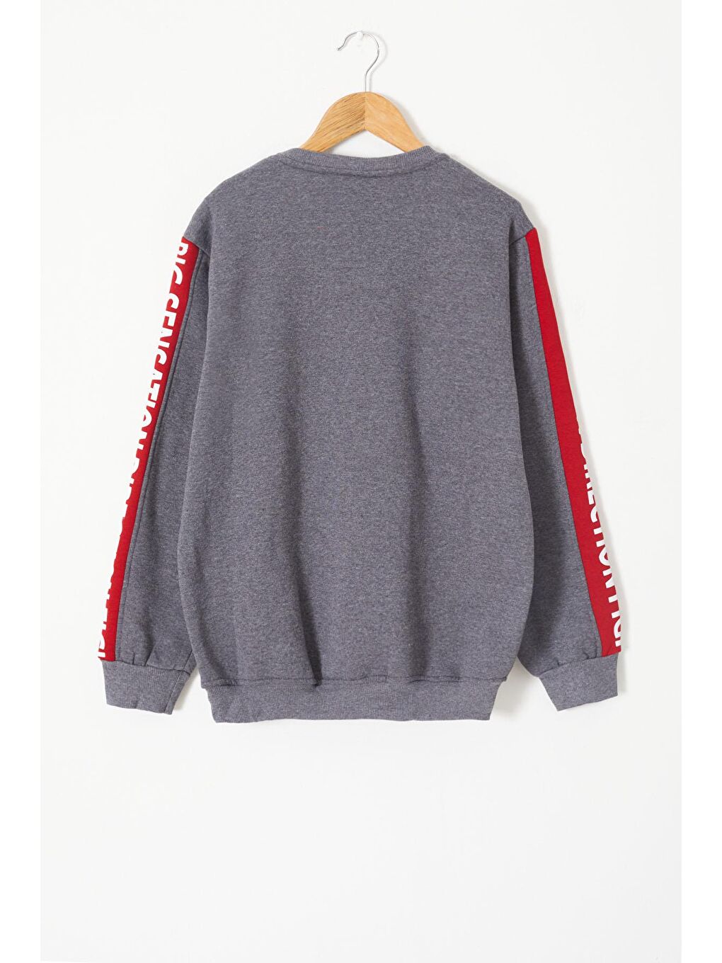 Gri Erkek Çocuk Direct Yazı Baskılı Kanguru Cep Sweatshirt 14130-4