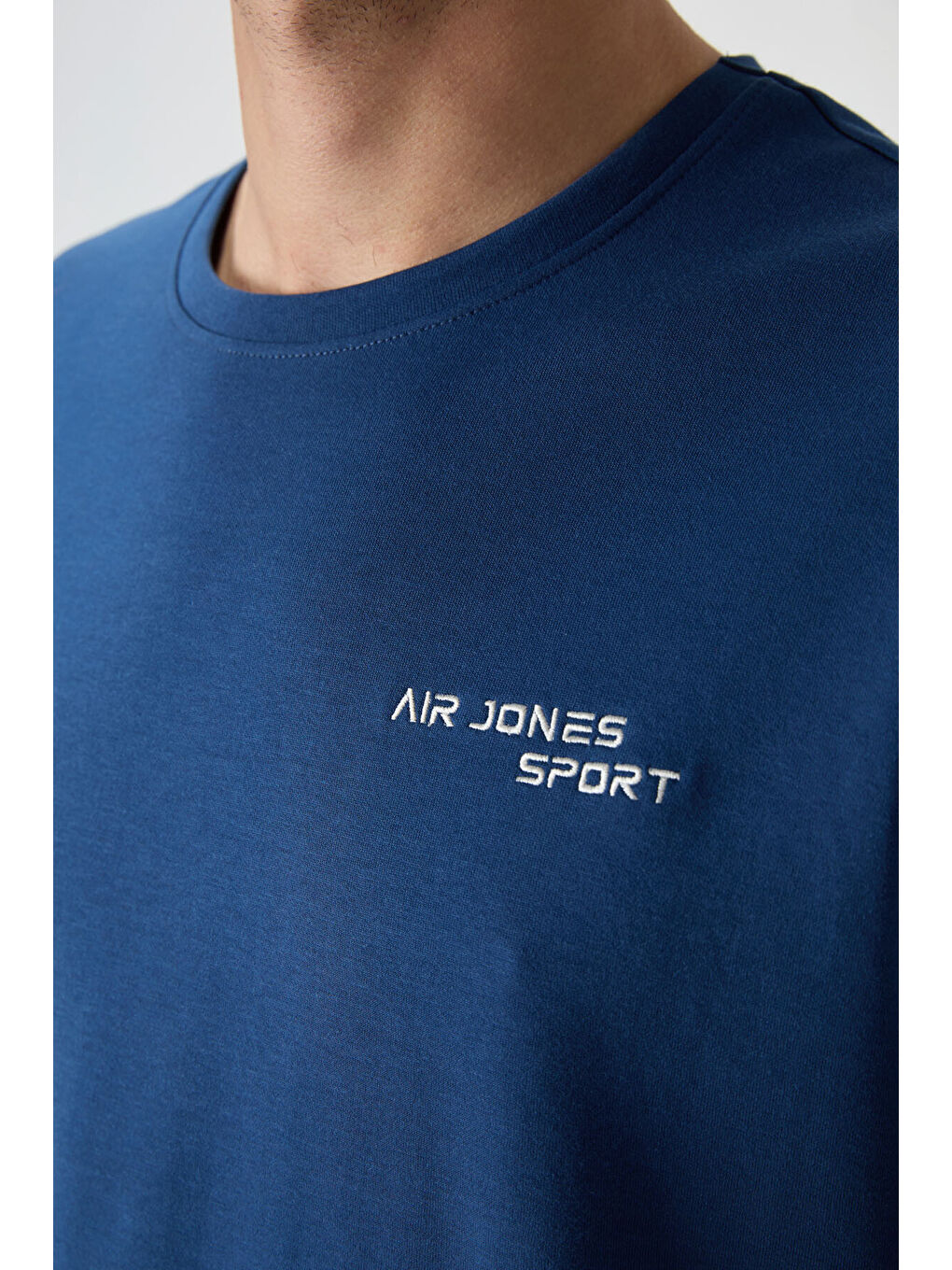 Mavi Pamuklu Kalın Yumuşak Dokulu  Fit Nakışlı Erkek Eşofman Takım - 85252-1