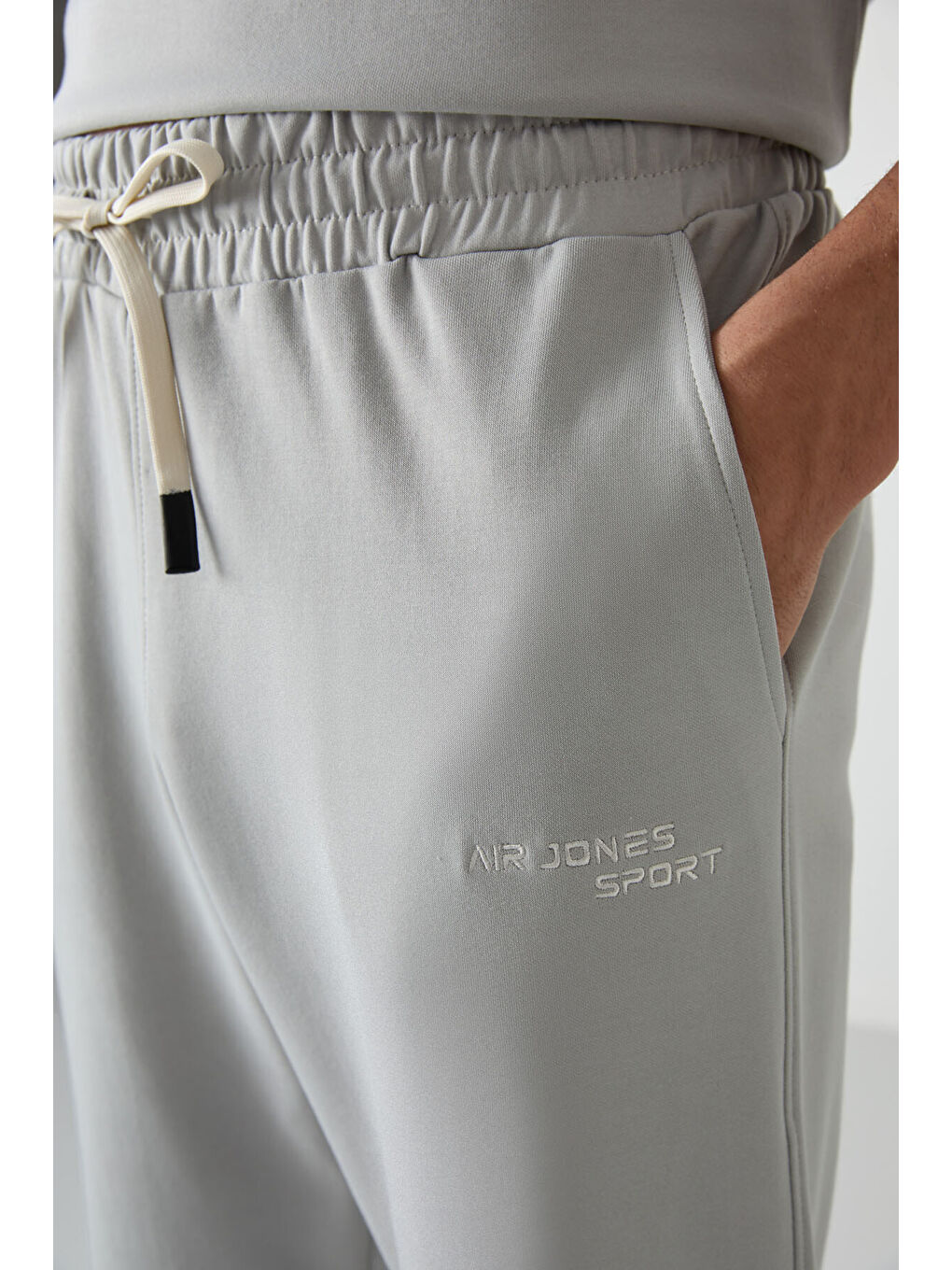 Bej Taş Pamuklu Kalın Yumuşak Dokulu  Fit Nakışlı Erkek Eşofman Takım - 85252-4