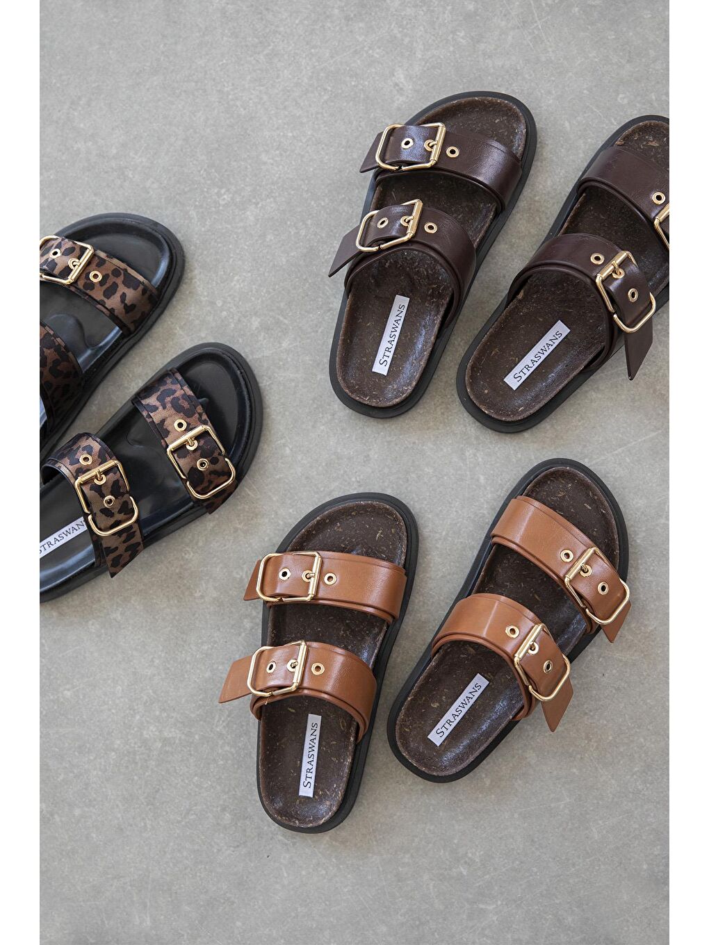 Kahverengi Gita Kadın Toka Detay Günlük Konfor Deri Terlik Taba-1