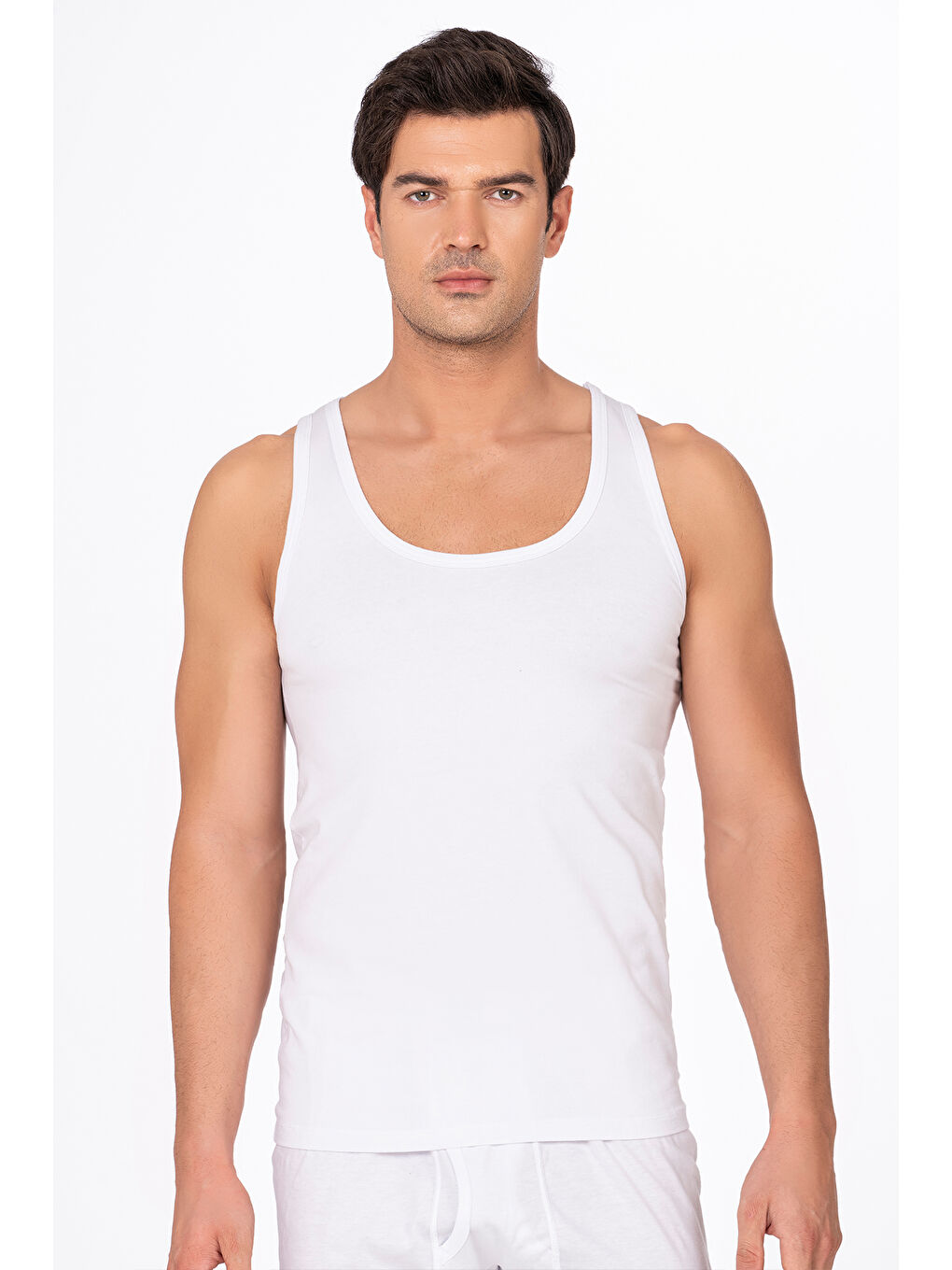 Erkek Pamuklu Modal Esnek Atlet Beyaz | K10852