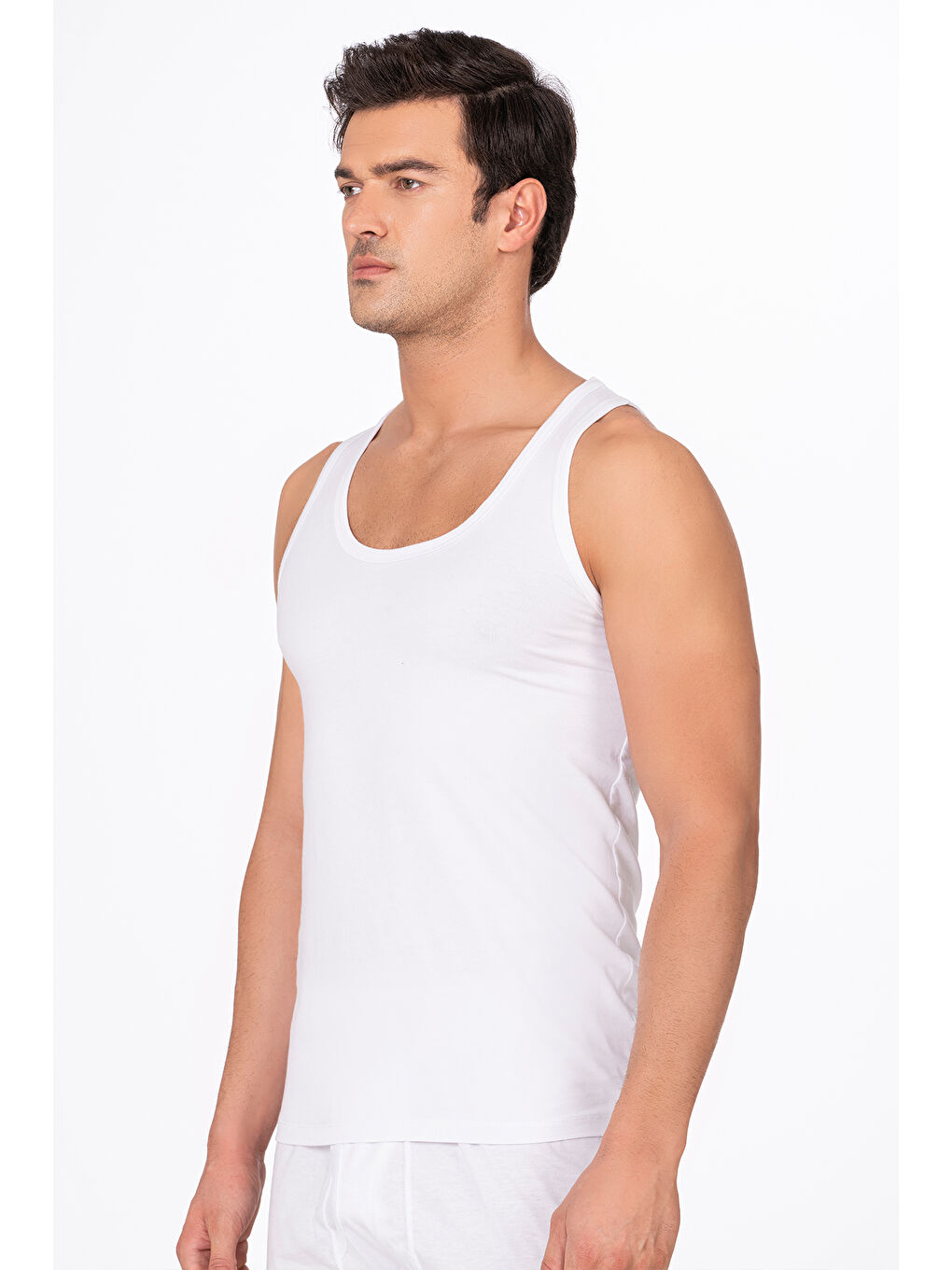 Erkek Pamuklu Modal Esnek Atlet Beyaz | K10852-1