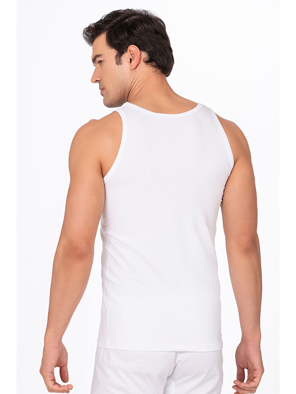 Erkek Pamuklu Modal Esnek Atlet Beyaz | K10852-2