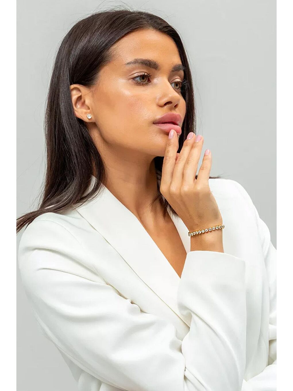 Sarı Lana Yuvarlak Gömme Taşlı Suyolu Akarsu Bileklik-4