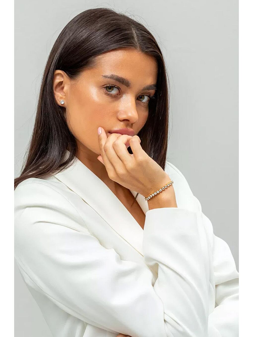 Sarı Lana Yuvarlak Gömme Taşlı Suyolu Akarsu Bileklik-5