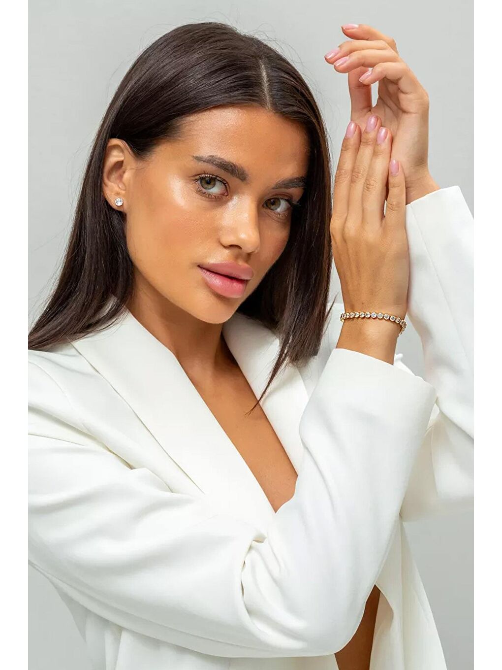 Sarı Lana Yuvarlak Gömme Taşlı Suyolu Akarsu Bileklik-7