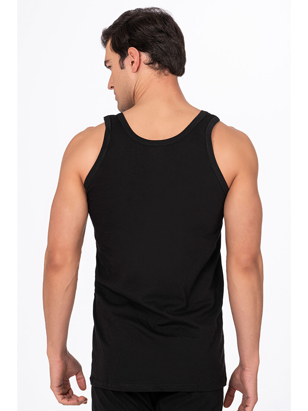 3'Lü Paket Pamuklu Süprem Kalın Askılı Klasik Erkek %100 Pamuk Atlet | Siyah K0050-2