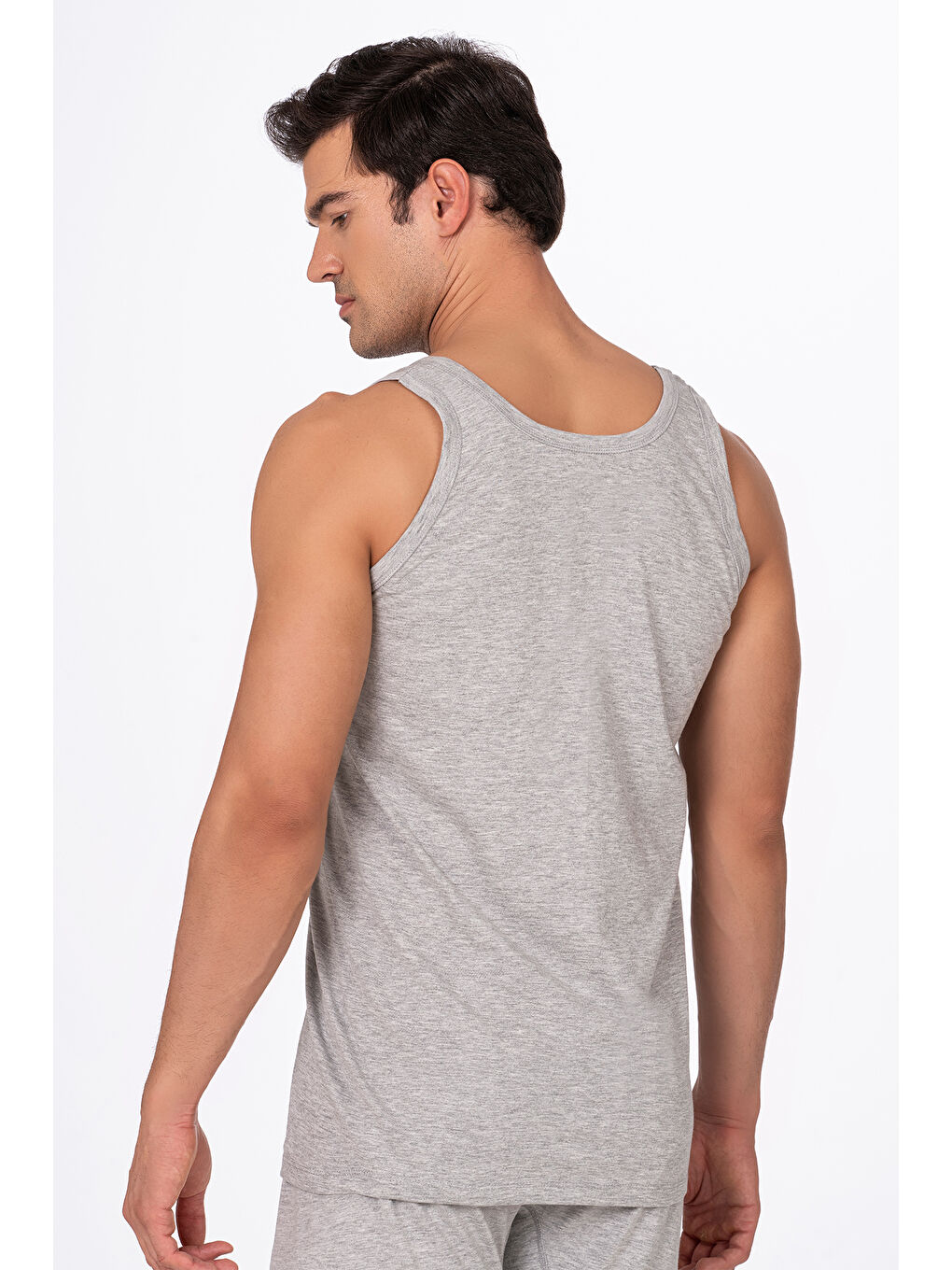 3'Lü Paket Pamuklu Süprem Kalın Askılı Klasik Erkek %100 Pamuk Atlet | Gri K0050-2