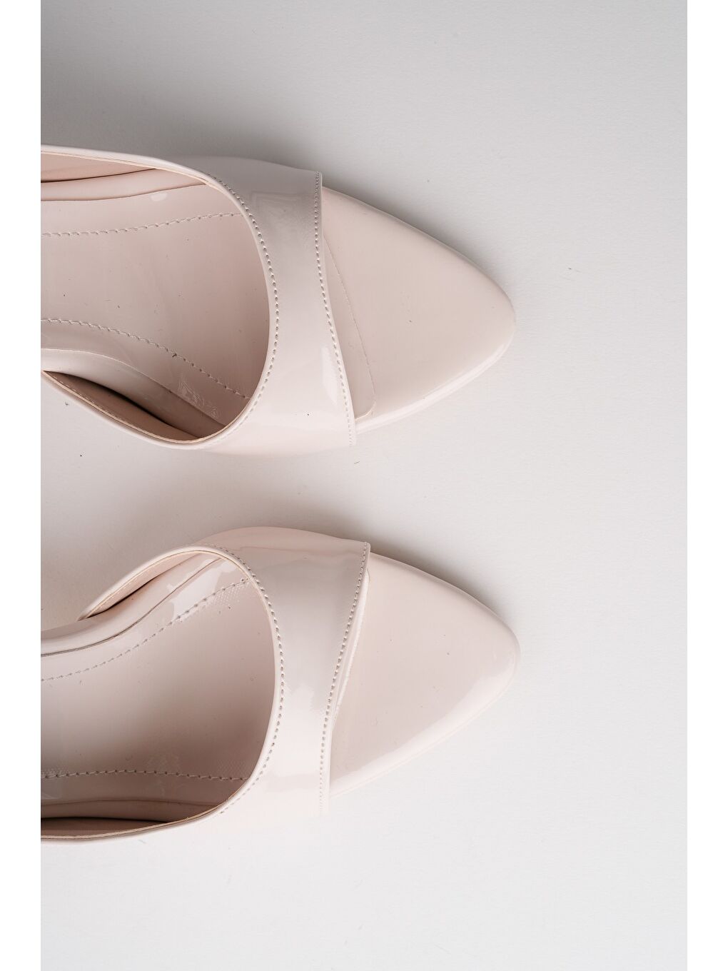 Bej PURELİNE Rugan Sivri Burun İnce Topuk Arkası Açık Kadın Topuklu Ayakkabı-4