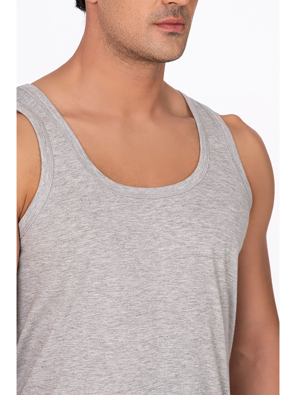 3'Lü Paket Pamuklu Süprem Kalın Askılı Klasik Erkek %100 Pamuk Atlet | Gri K0050-3