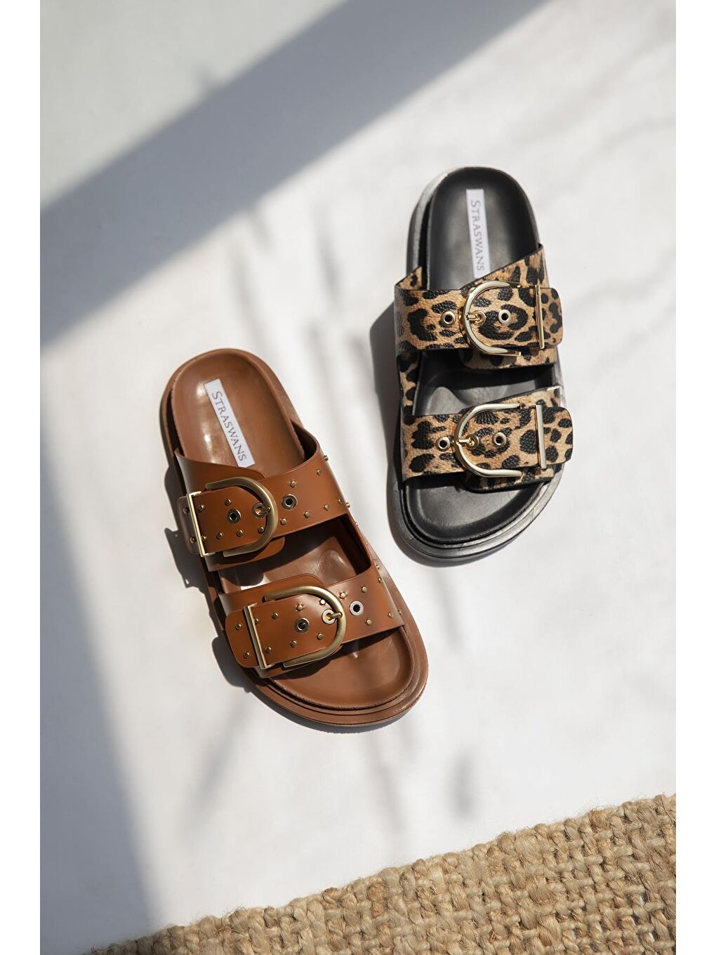 Kahverengi Pella Kadın Drop Detay Günlük Konfor Terlik Taba-1