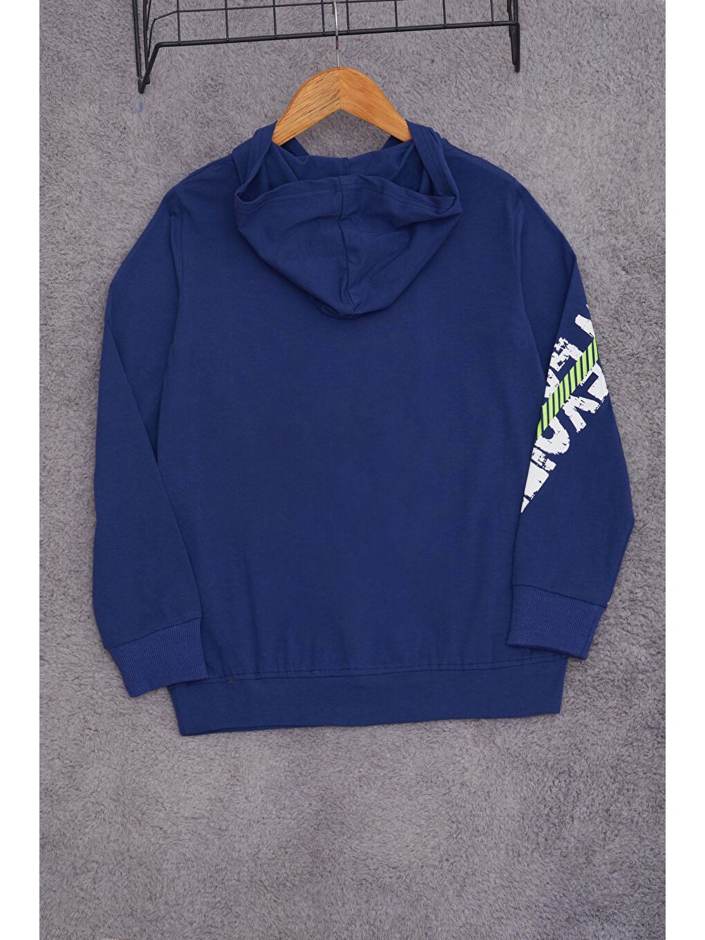 Lacivert Erkek Çocuk Kapüşonlu Cep Detaylı Sweatshirt 9-14 Yaş 14029-3