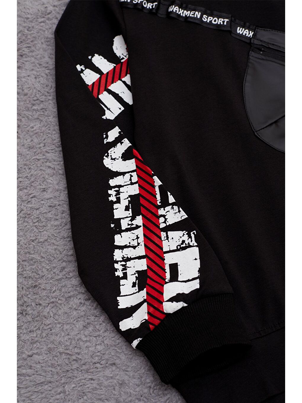 Siyah Erkek Çocuk Kapüşonlu Cep Detaylı Sweatshirt 9-14 Yaş 14029-3