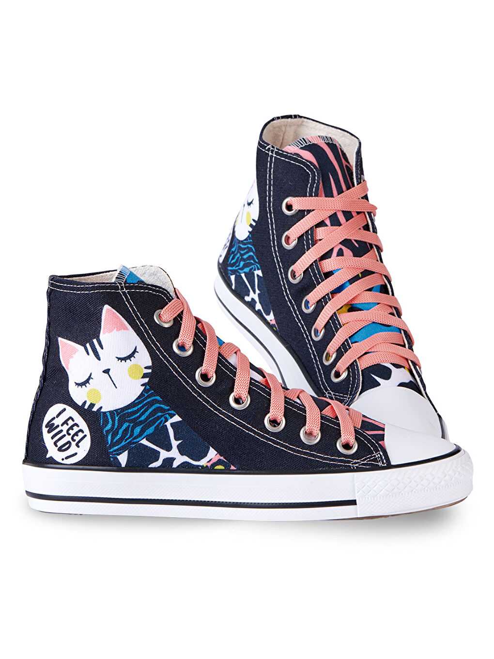 Siyah Orman Kedisi Kız Çocuk Sneakers Spor Ayakkabı-2