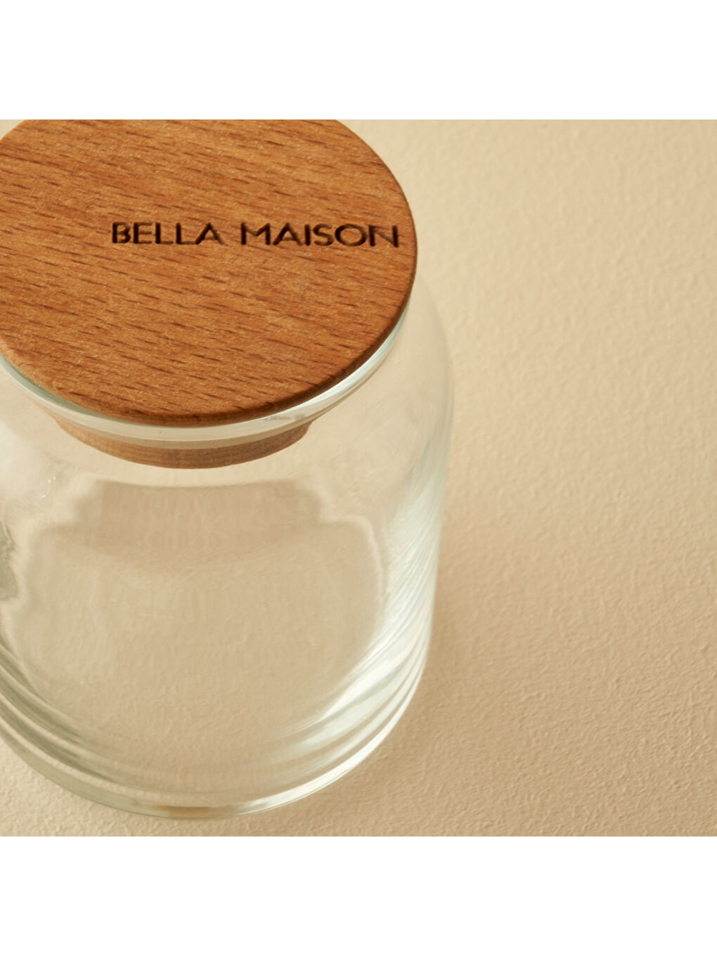 Bej Joye Ahşap Kapaklı 3'lü Kavanoz Seti-1