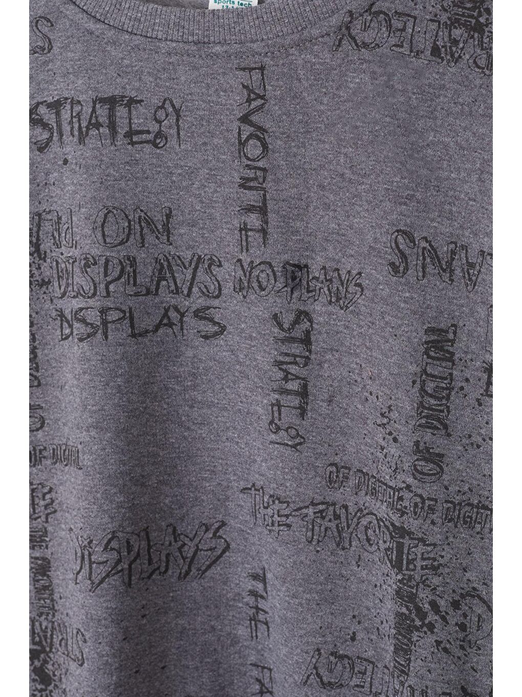 Antrasit Erkek Çocuk Pano Baskılı Sweatshirt 9-14 Yaş 14024-2