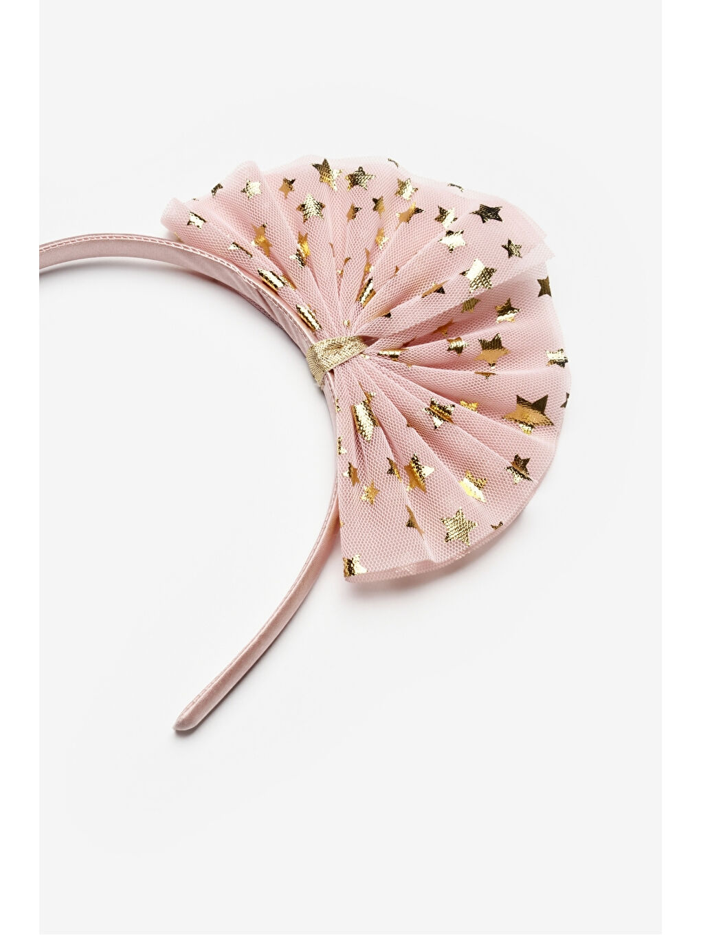 Beyaz Yıldızlı Tül Fiyonklu Kız Çocuk Taç-1