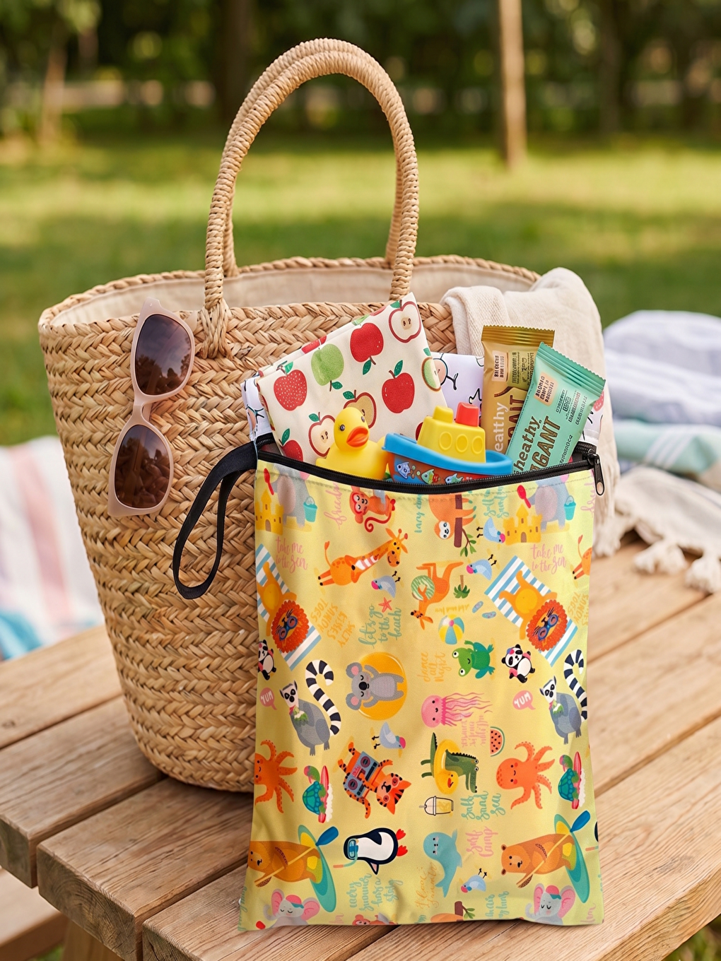 Karışık 2 Adet, 37x30 cm, Mom ve Summer Desen, Sıvı Geçirmeyen Çok Amaçlı Çanta, Ekonomik Set, Yıkanabilir-1