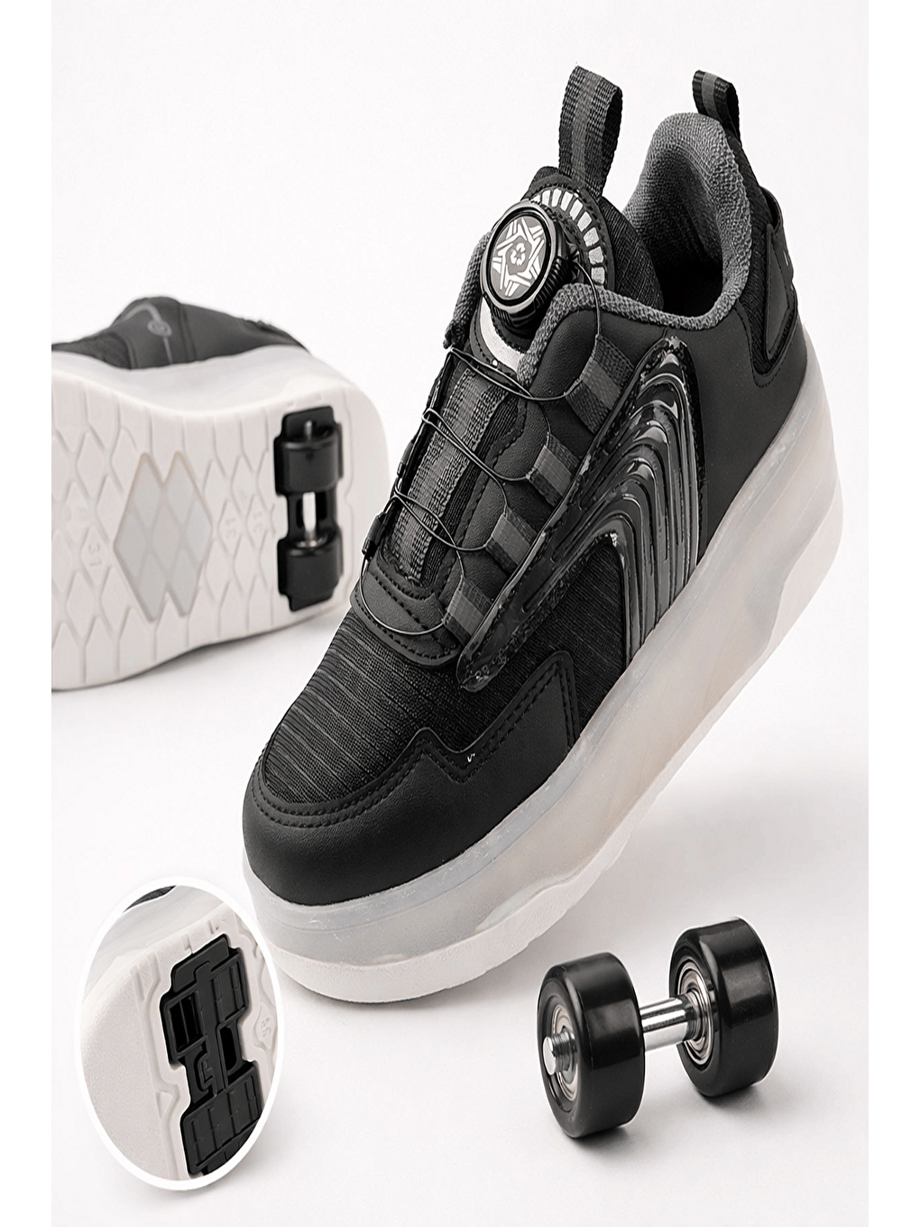 Siyah FLOW Çocuk Işıklı Patenli Tekerlekli Sneaker Spor Ayakkabı-7