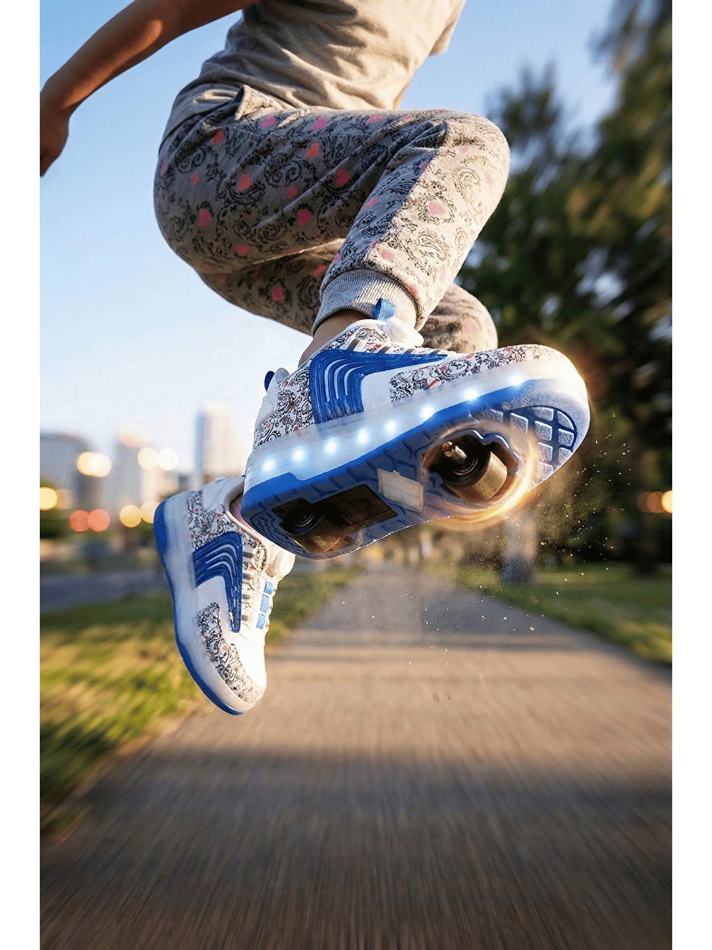 Mavi FLOW Çocuk Işıklı Patenli Tekerlekli Sneaker Spor Ayakkabı-6