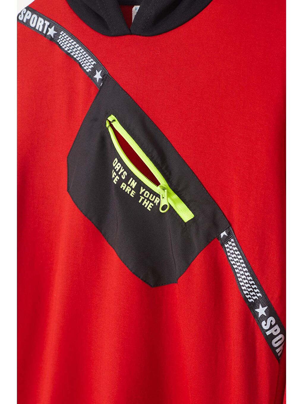 Kırmızı Erkek Çocuk Cepli Kapüşonlu Sweatshirt 9-14 Yaş 14021-1