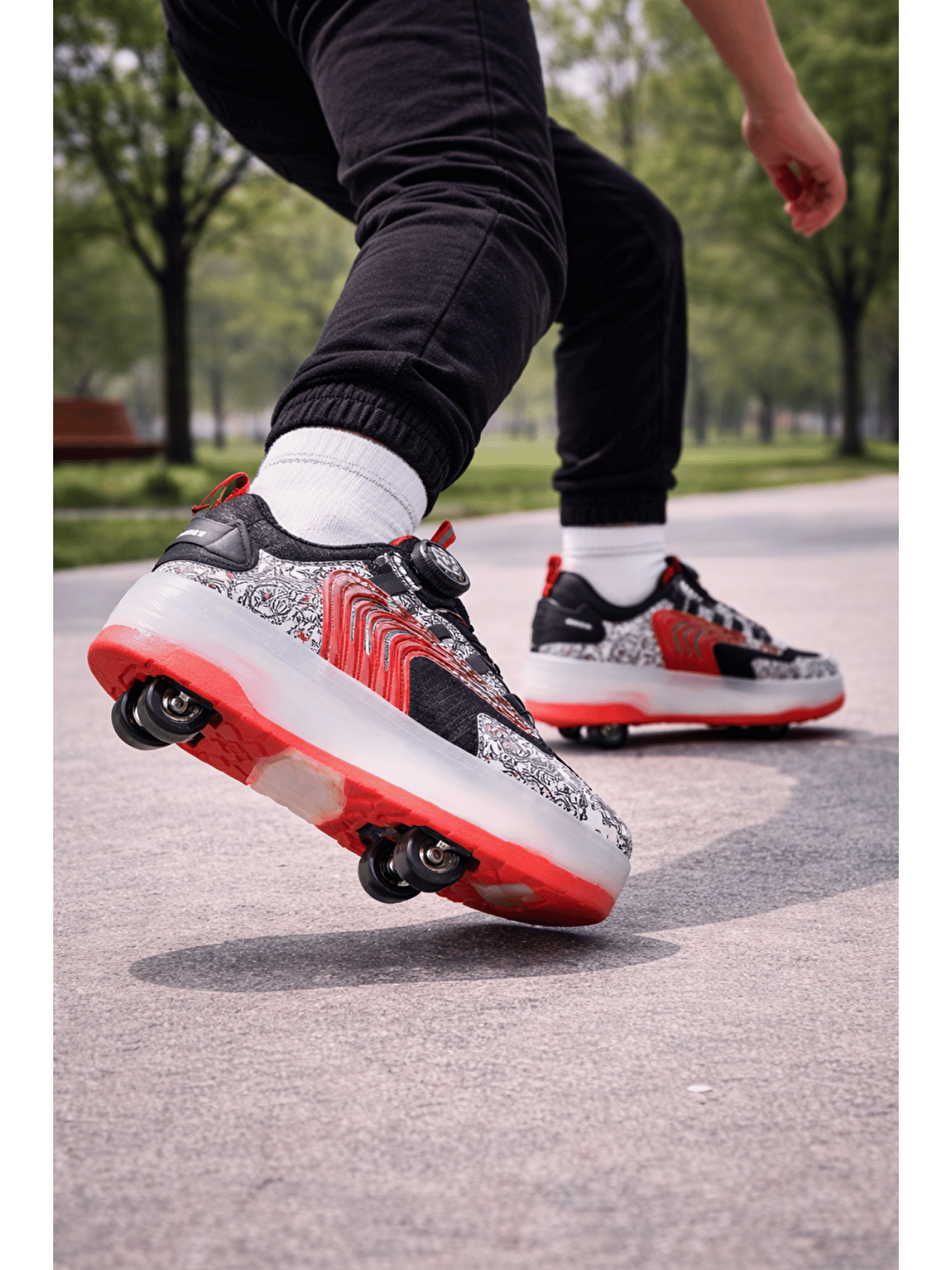 Siyah FLOW Çocuk Işıklı Patenli Tekerlekli Sneaker Spor Ayakkabı-4