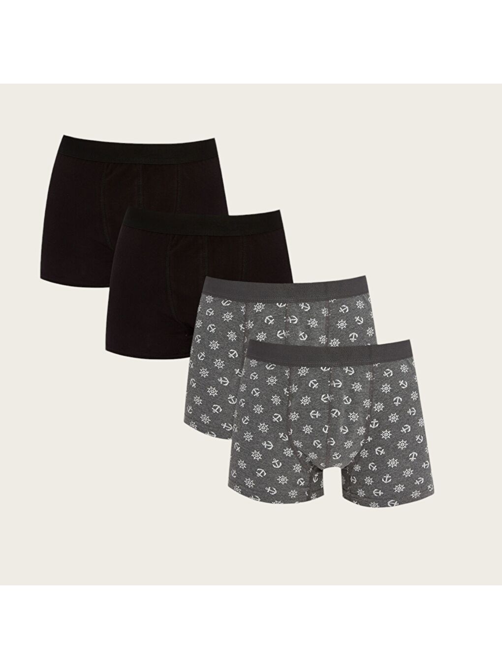Siyah Standart Kalıp Pamuklu Esnek Erkek Boxer 4'lü