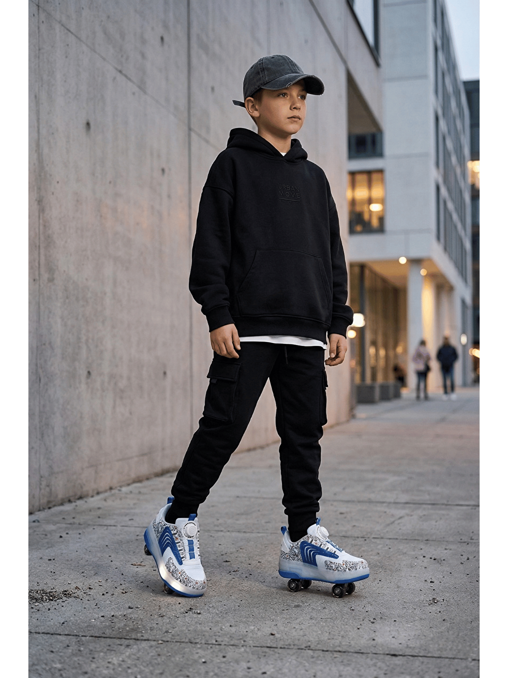 Mavi FLOW Çocuk Işıklı Patenli Tekerlekli Sneaker Spor Ayakkabı-8