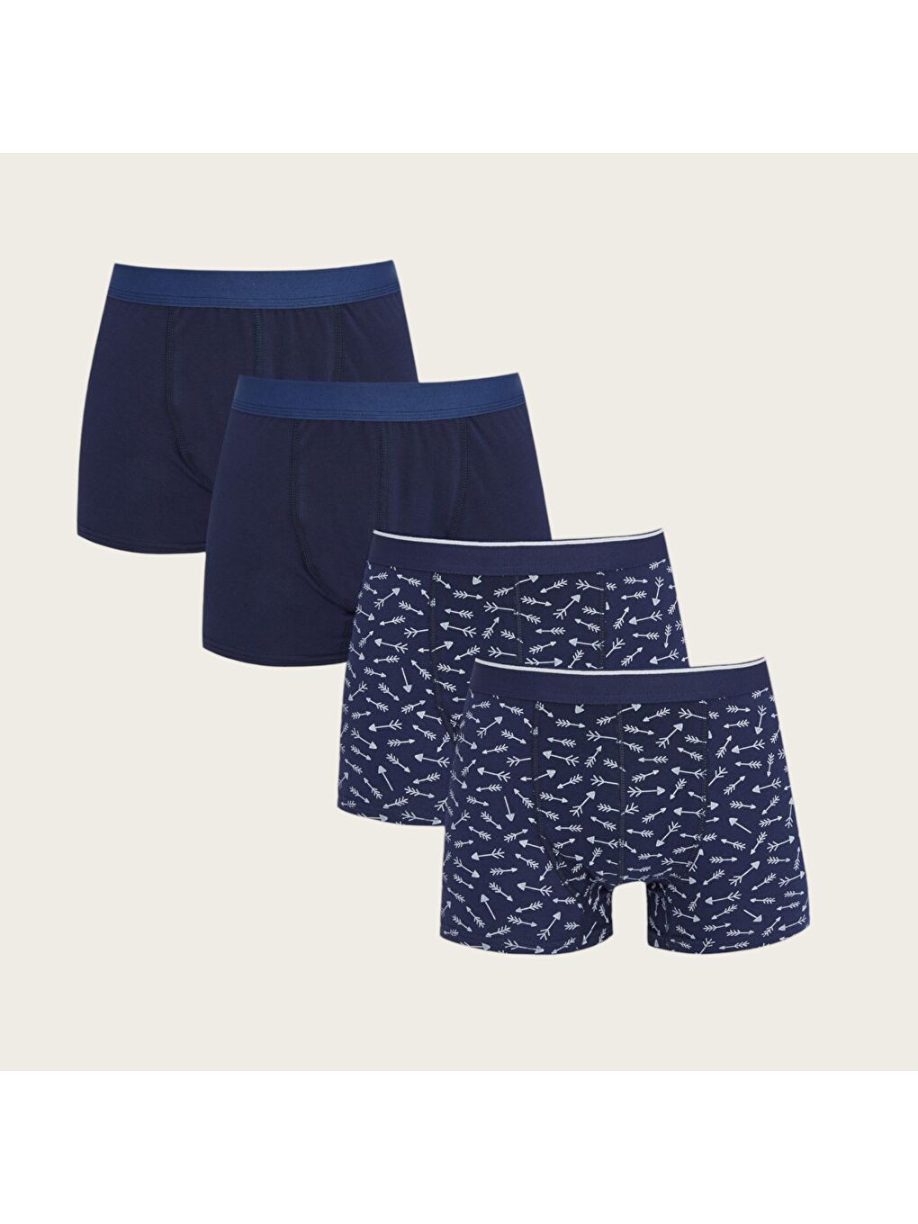 Lacivert Standart Kalıp Pamuklu Esnek Erkek Boxer 4'lü