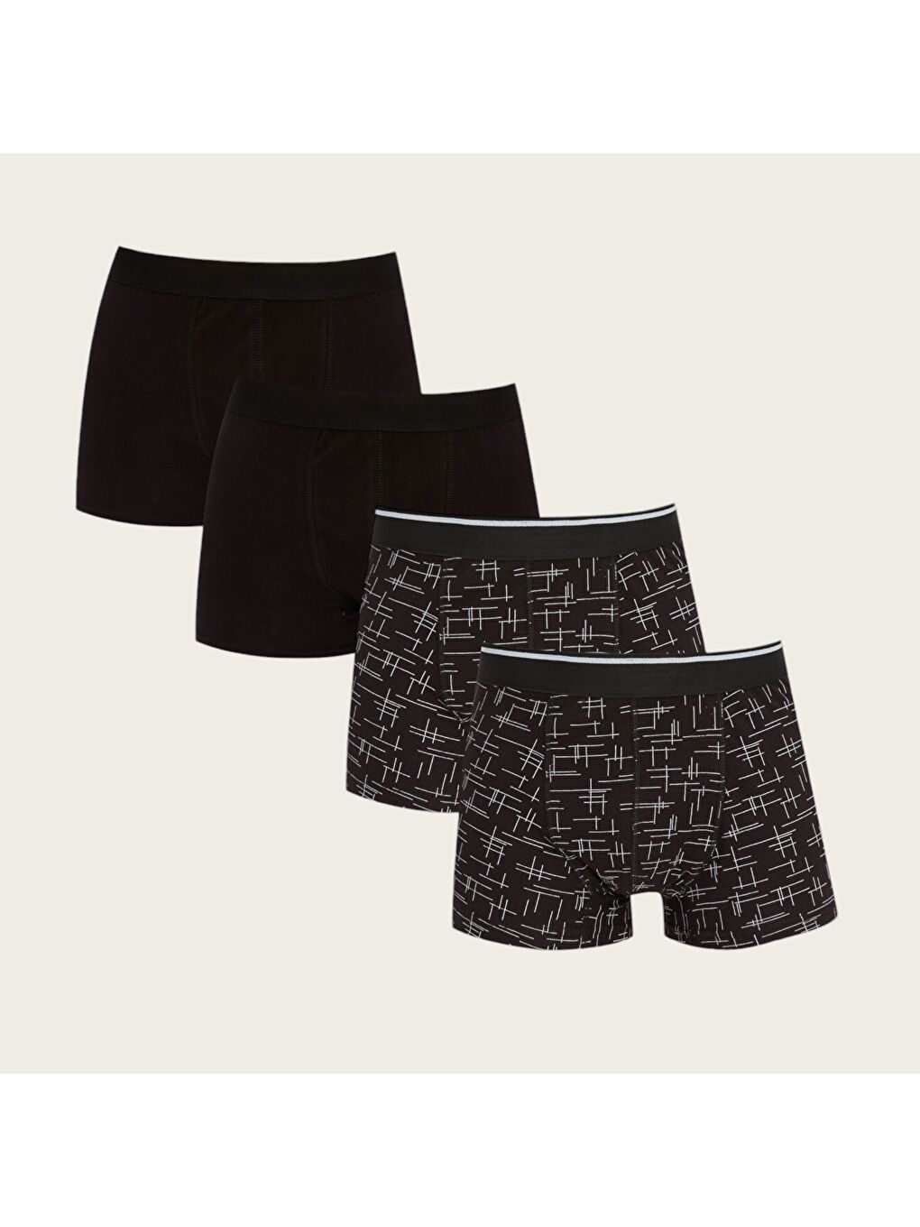 Siyah Standart Kalıp Pamuklu Esnek Erkek Boxer 4'lü