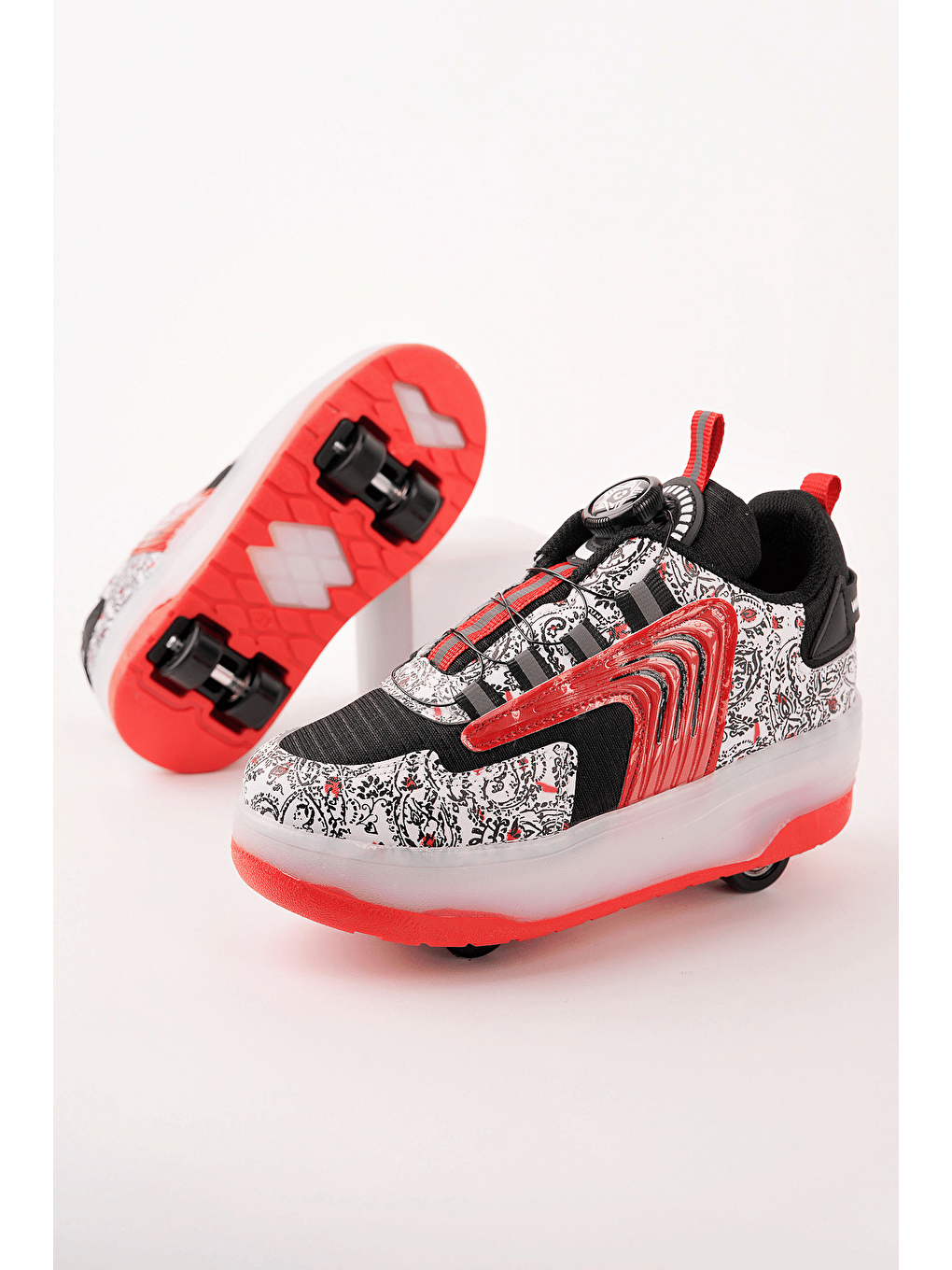 Siyah FLOW Çocuk Işıklı Patenli Tekerlekli Sneaker Spor Ayakkabı-7