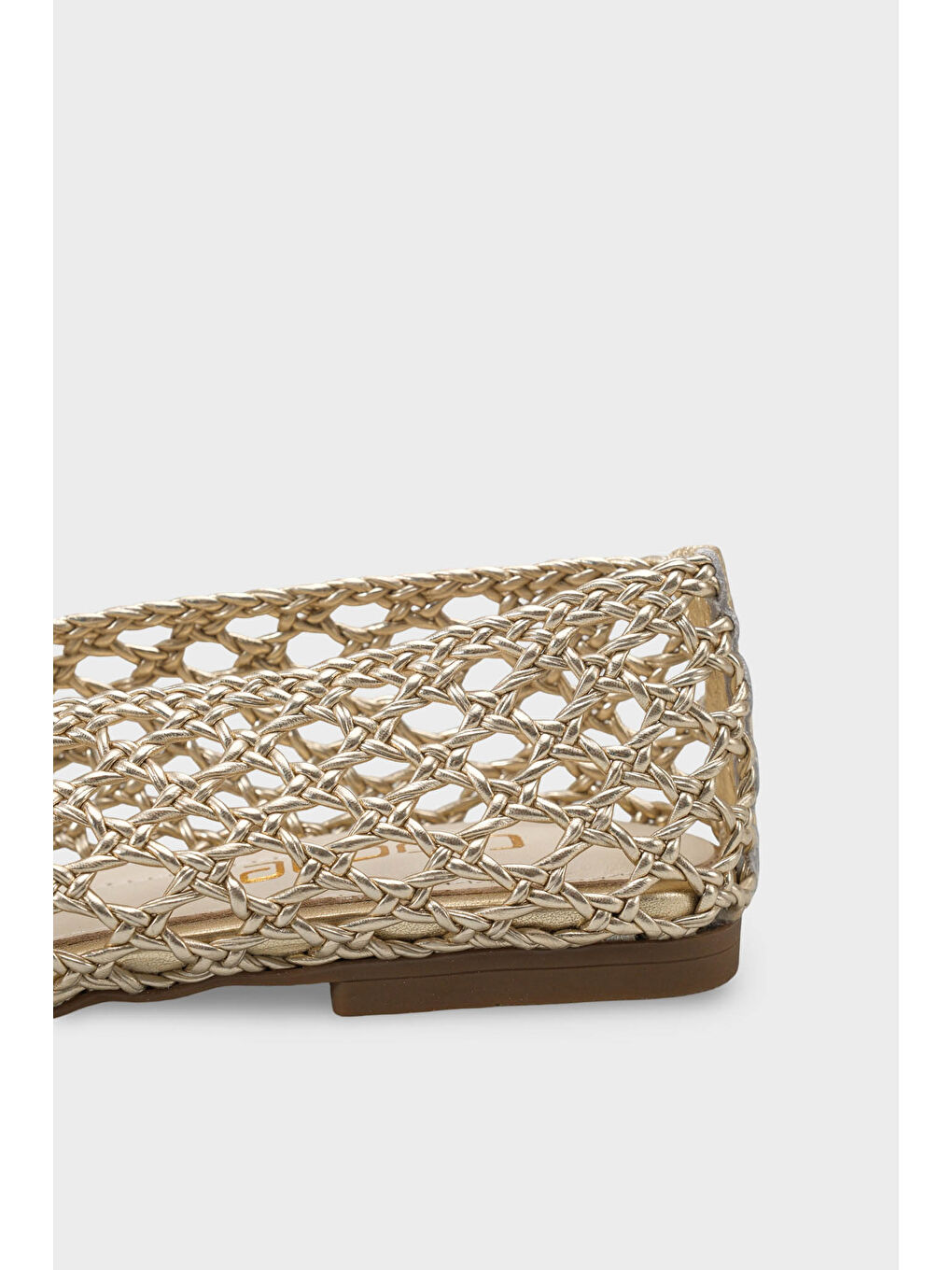 Sarı Johanna El Örgüsü Hasır Deri Astarlı Kadın Babet-4