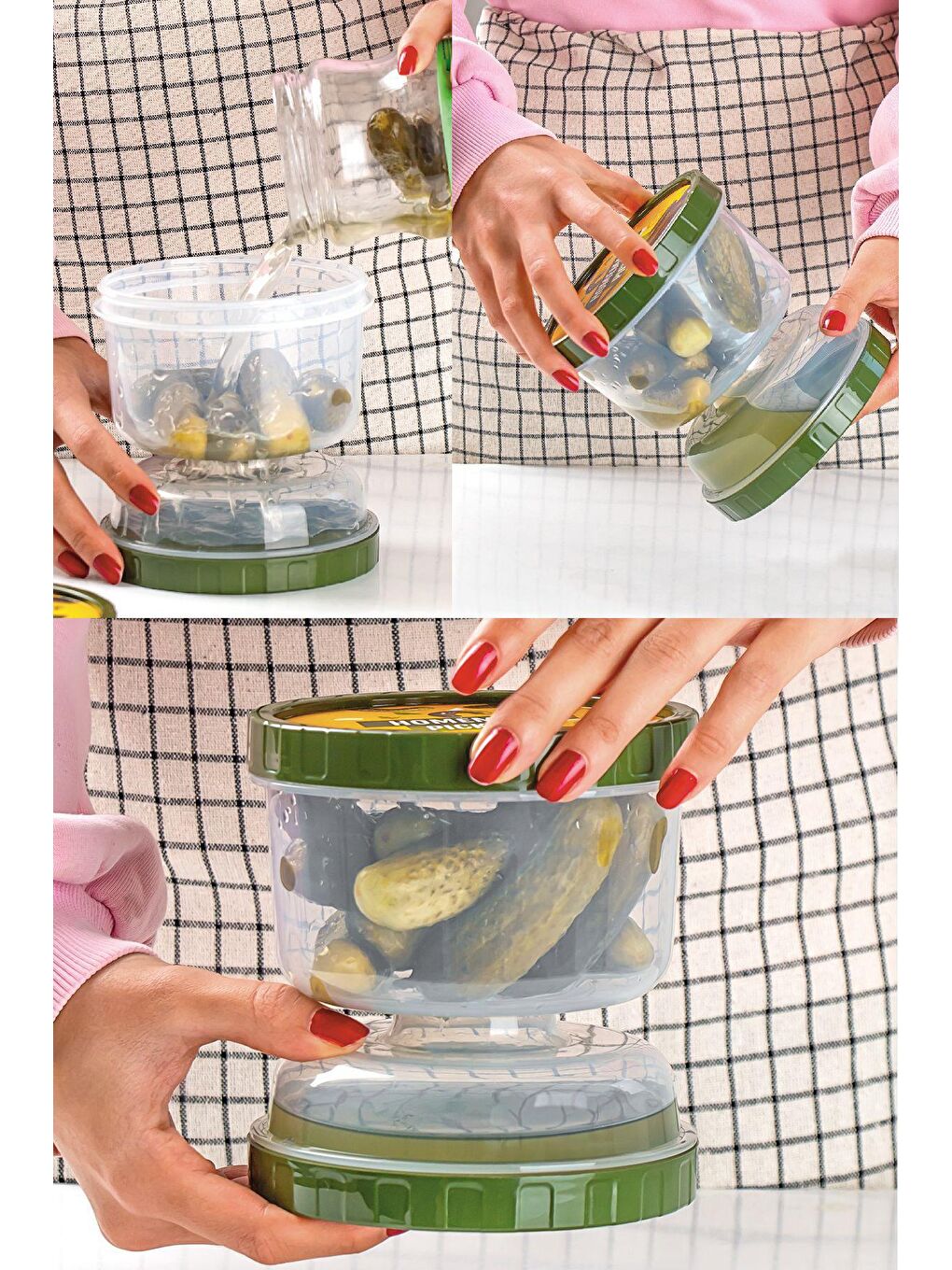 Renksiz 02 1391 2li Kum Saati Süzgeçli Zeytinlik - 2 Li Zeytin Turşuluk Saklama Kabı Gri-1