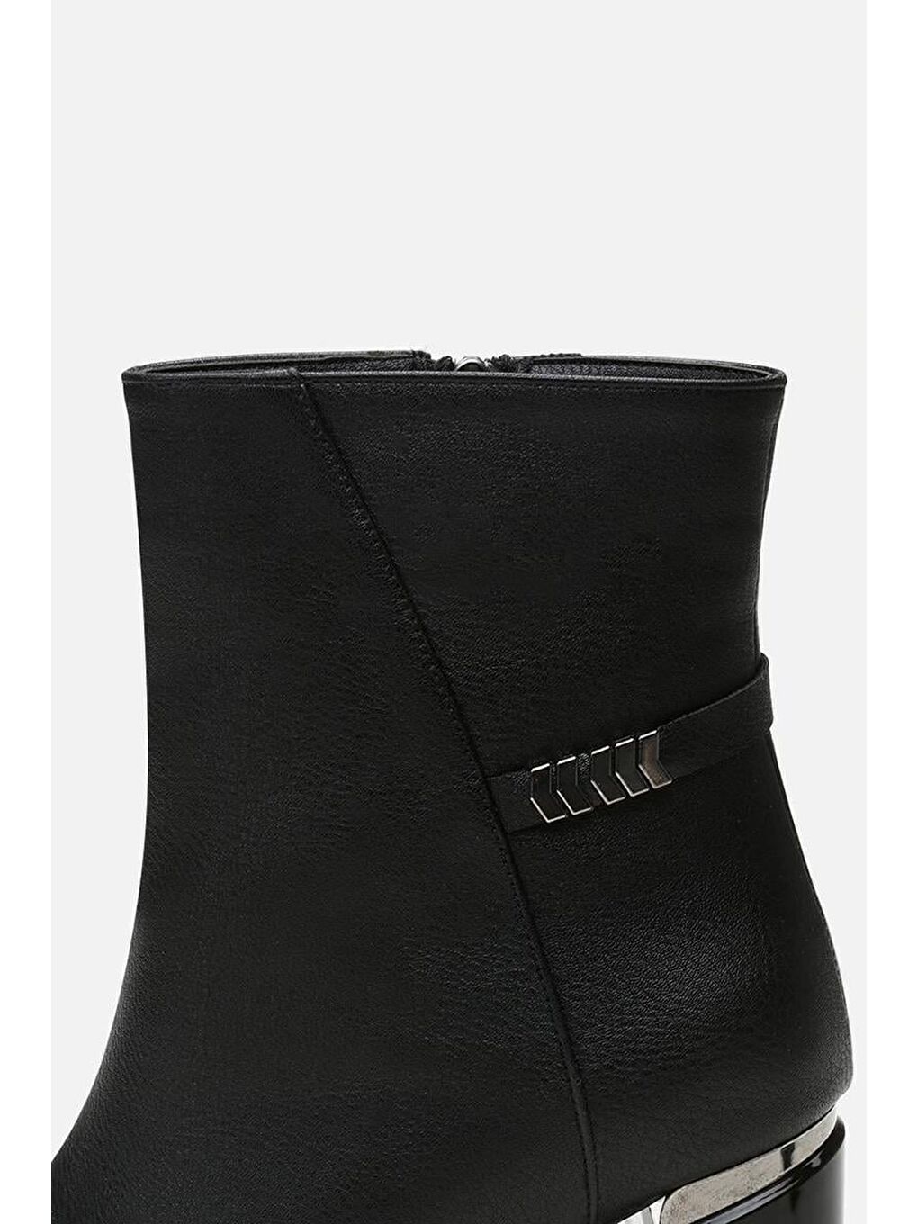 Kadın Siyah Fermuarlı Kalın Topuklu Bot-4