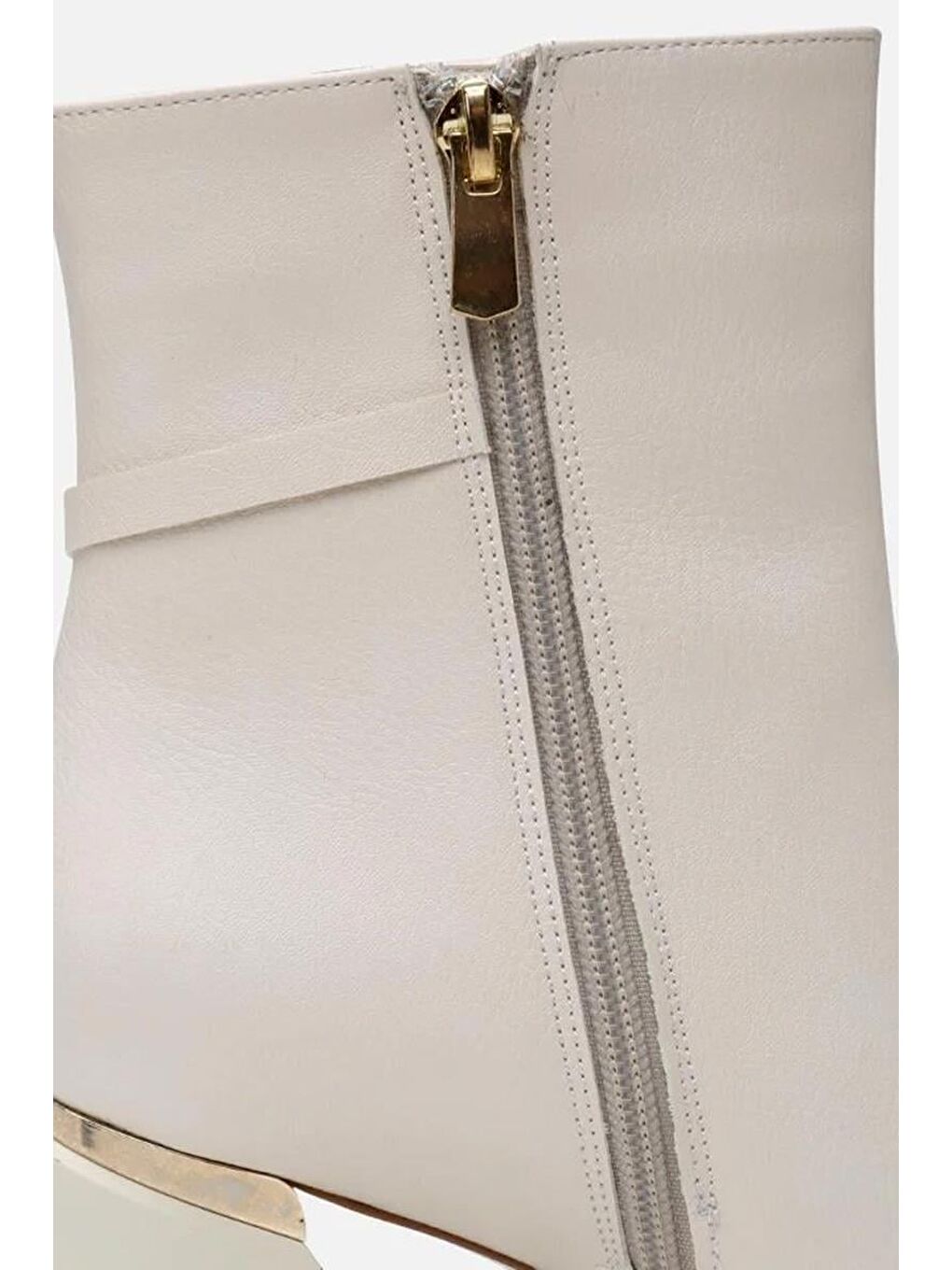 Kahverengi Kadın Kemik Fermuarlı Kalın Topuklu Bot-4